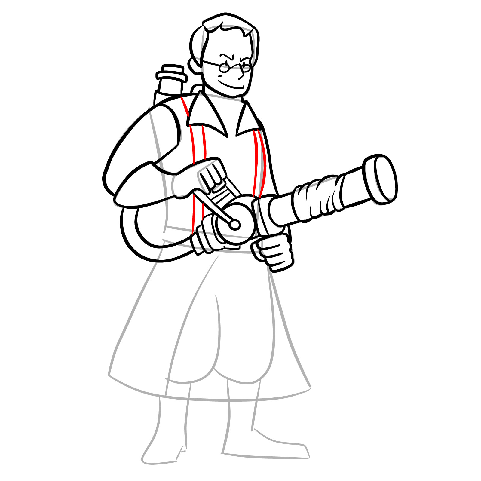 How to draw Medic from FNF Vs Mann Co - step 26