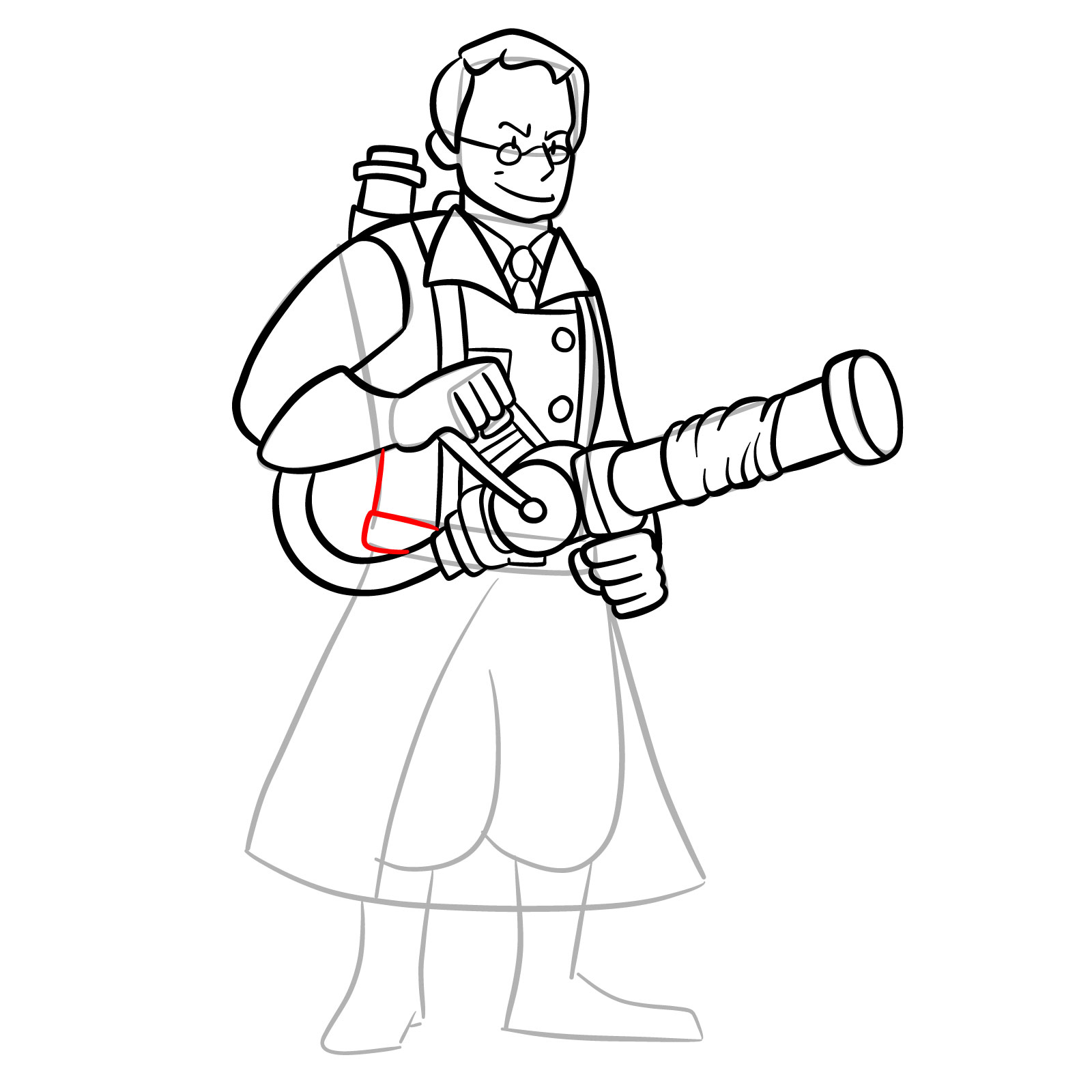 How to draw Medic from FNF Vs Mann Co - step 29