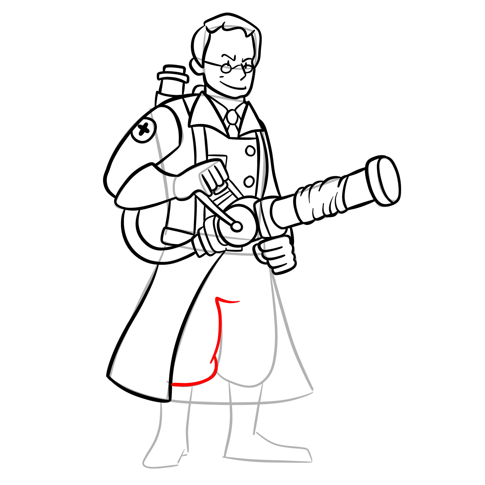 How to draw Medic from FNF Vs Mann Co - step 32