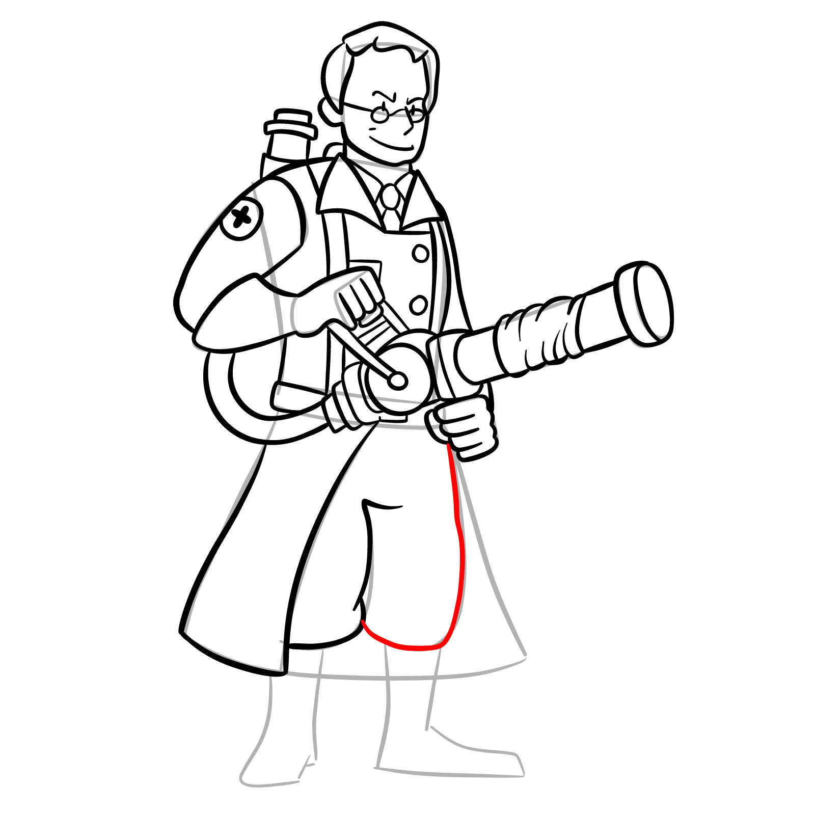 How to draw Medic from FNF Vs Mann Co - step 33