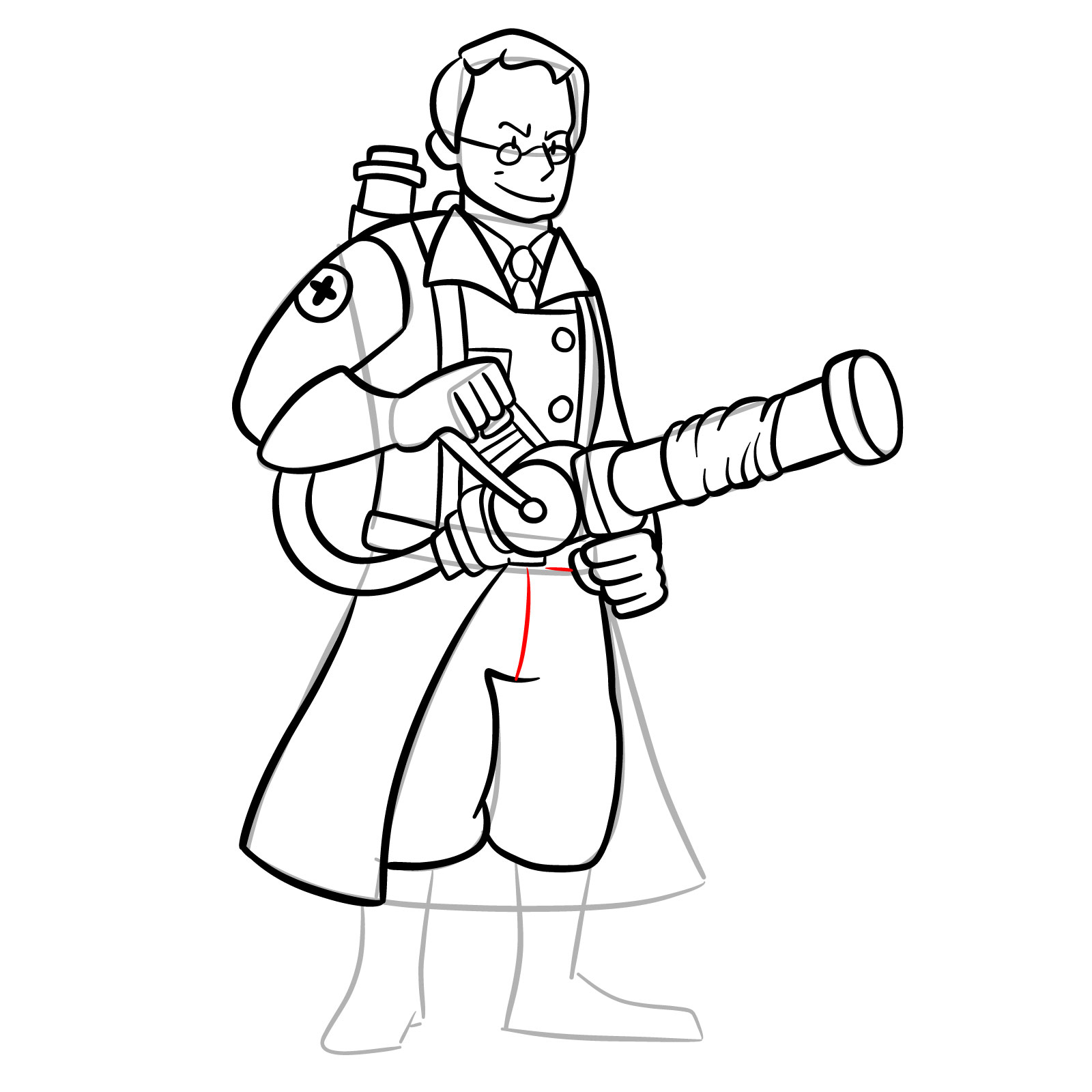 How to draw Medic from FNF Vs Mann Co - step 34