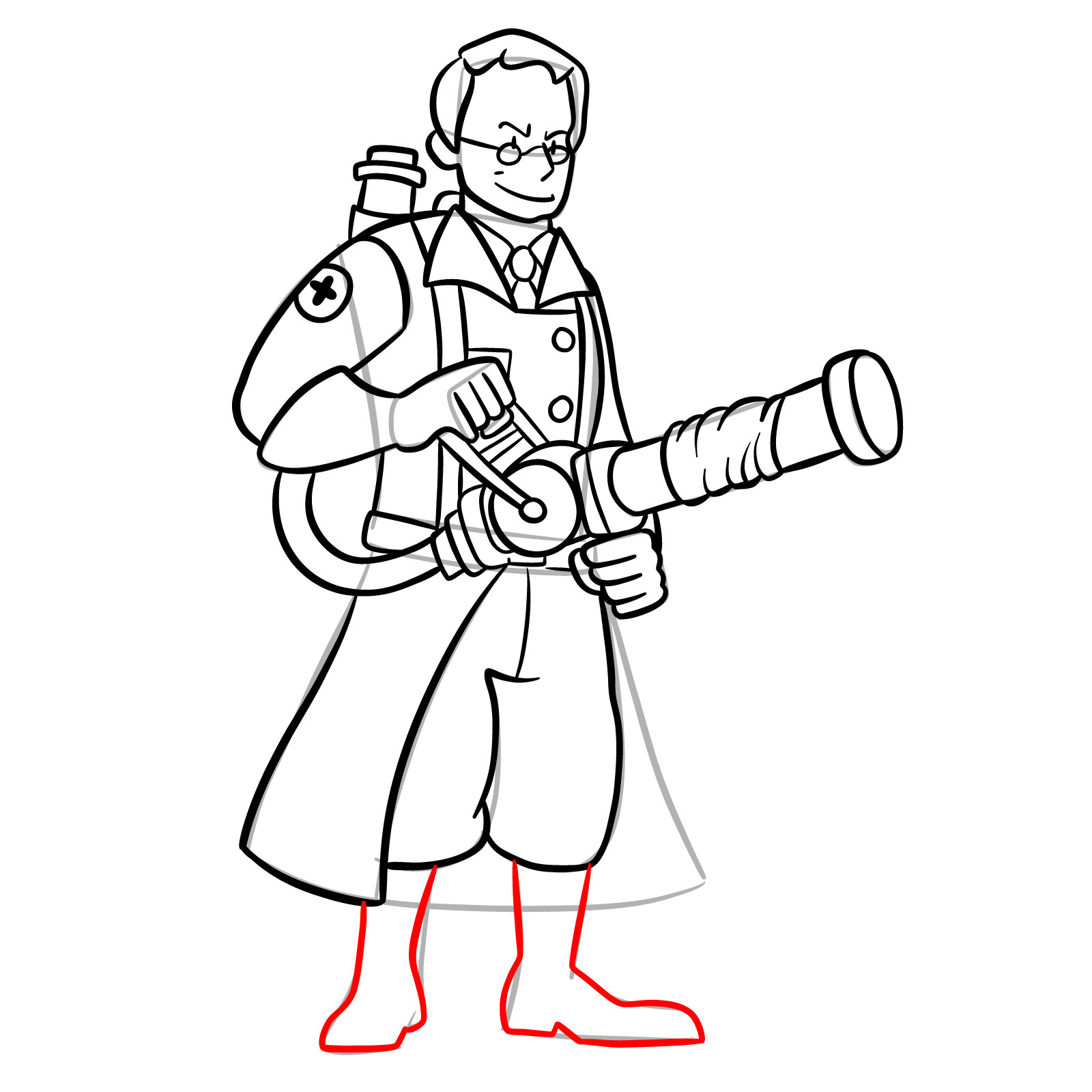 How to draw Medic from FNF Vs Mann Co - step 35