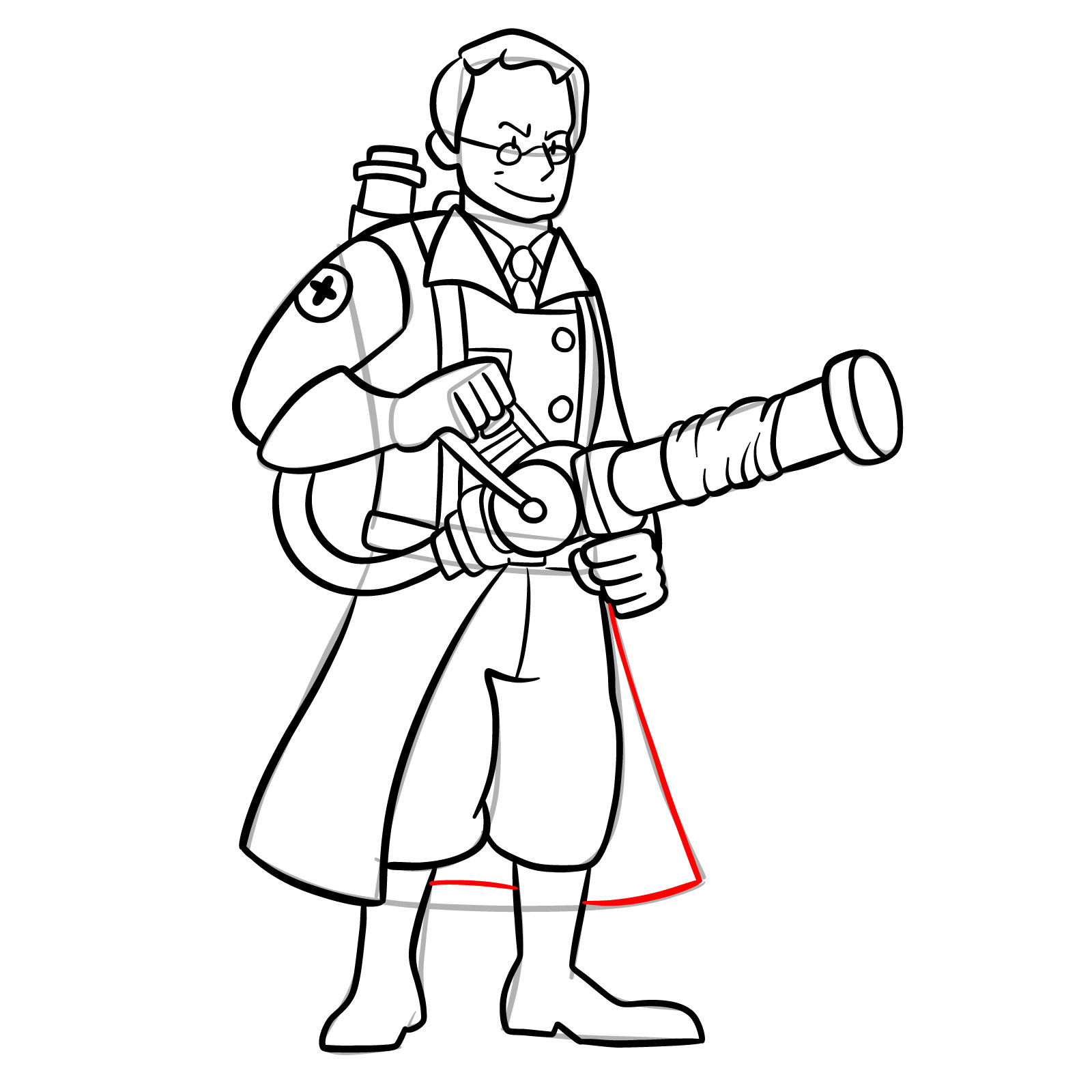 How to draw Medic from FNF Vs Mann Co - step 36