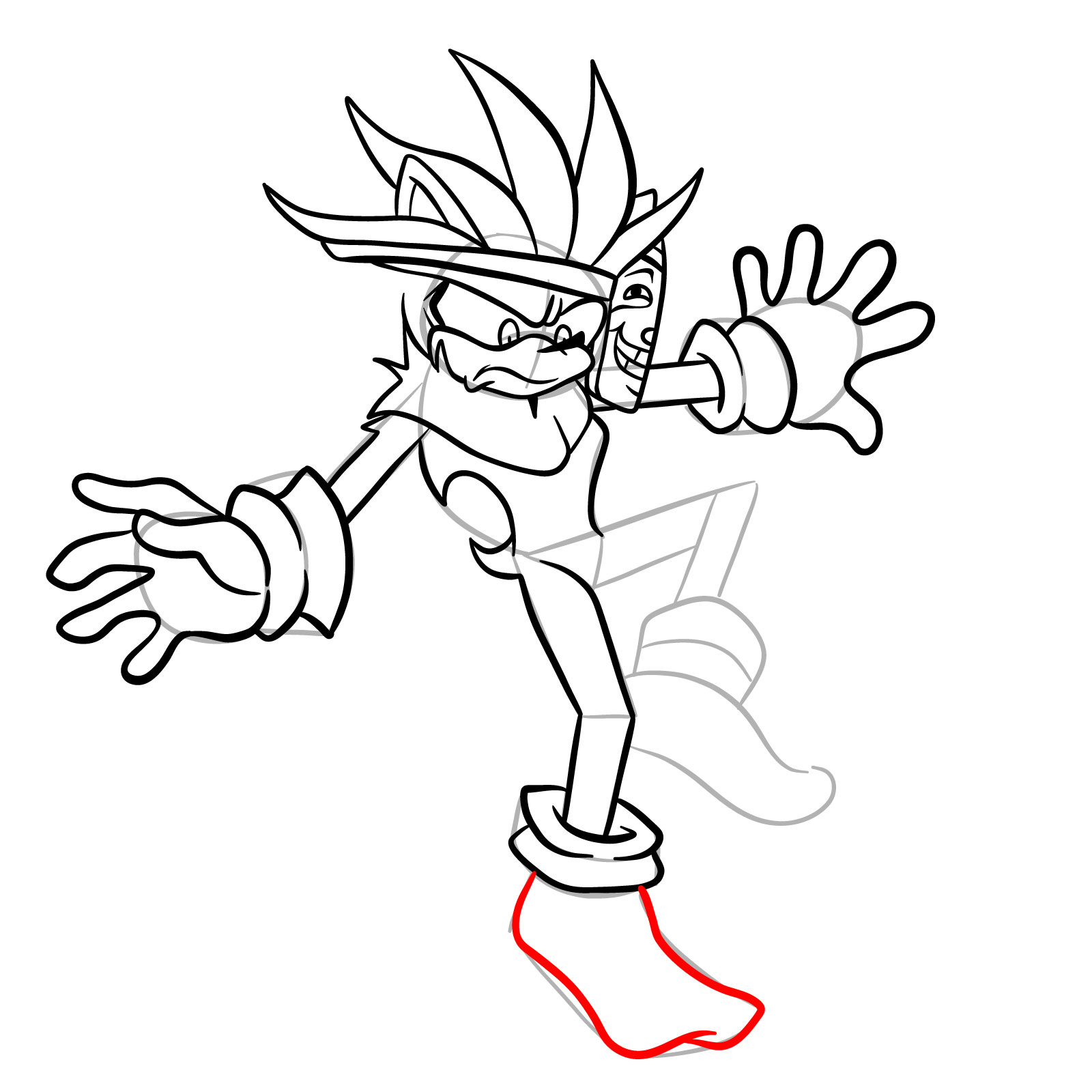 How to draw Silver from FNF Tails Gets Trolled - step 34