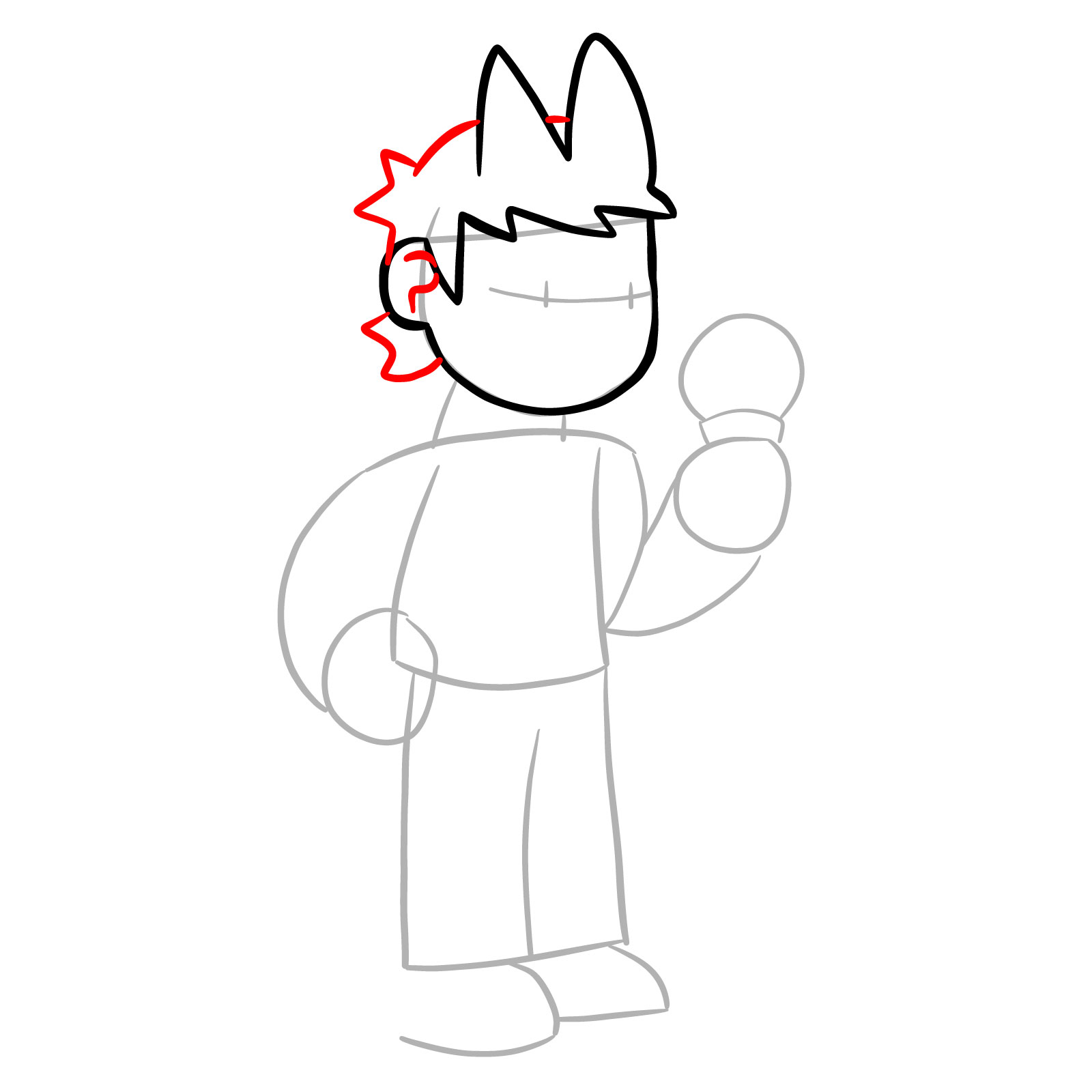 How to draw Tord from FNF - step 07