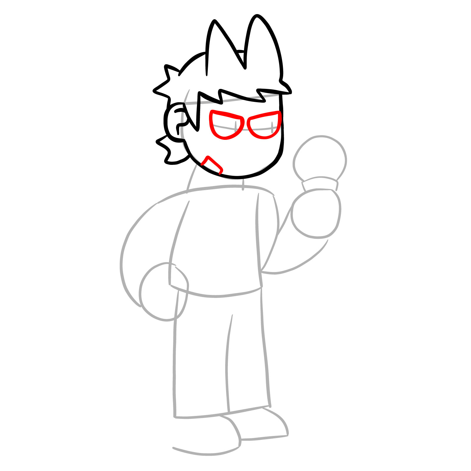 How to draw Tord from FNF - step 08