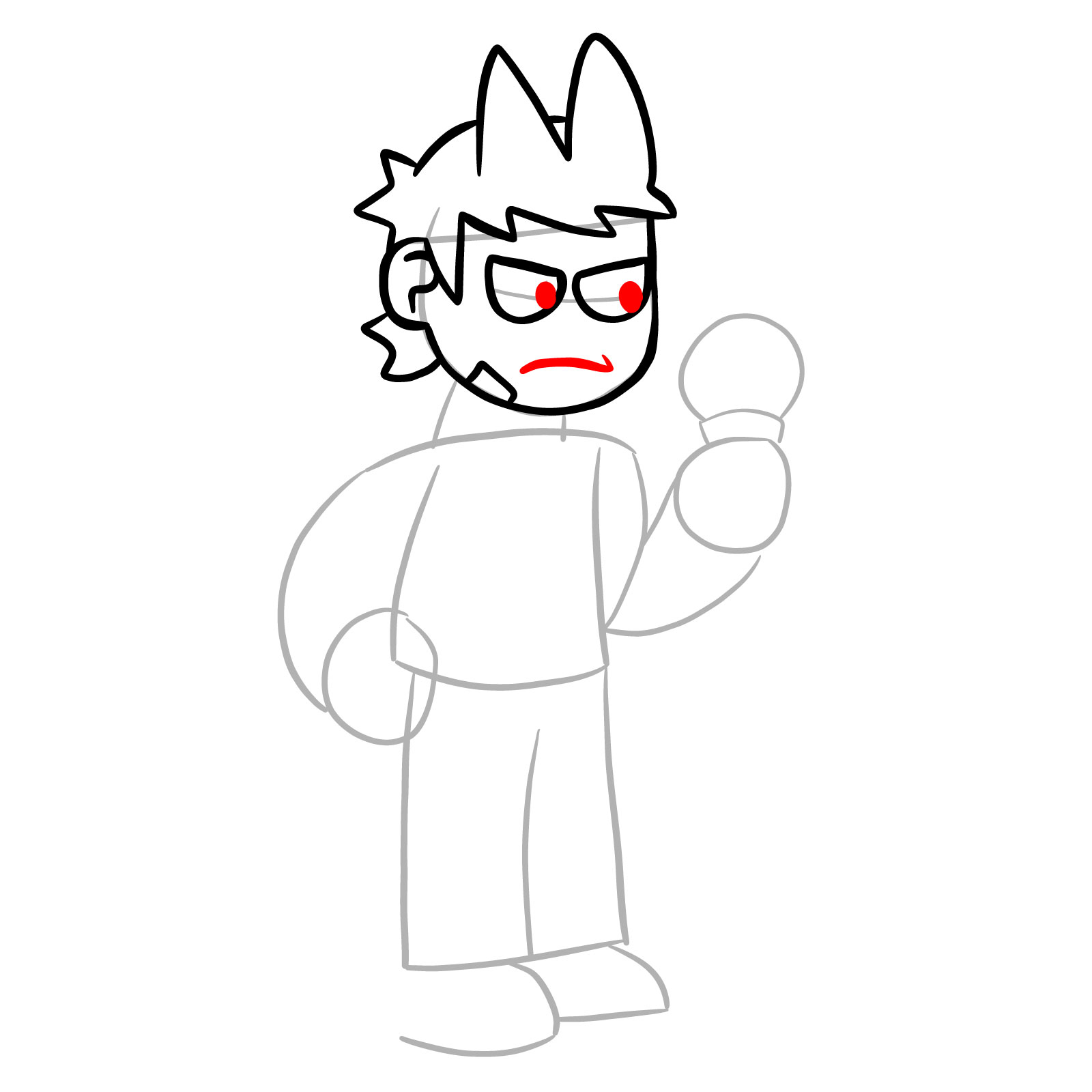 How to draw Tord from FNF - step 09