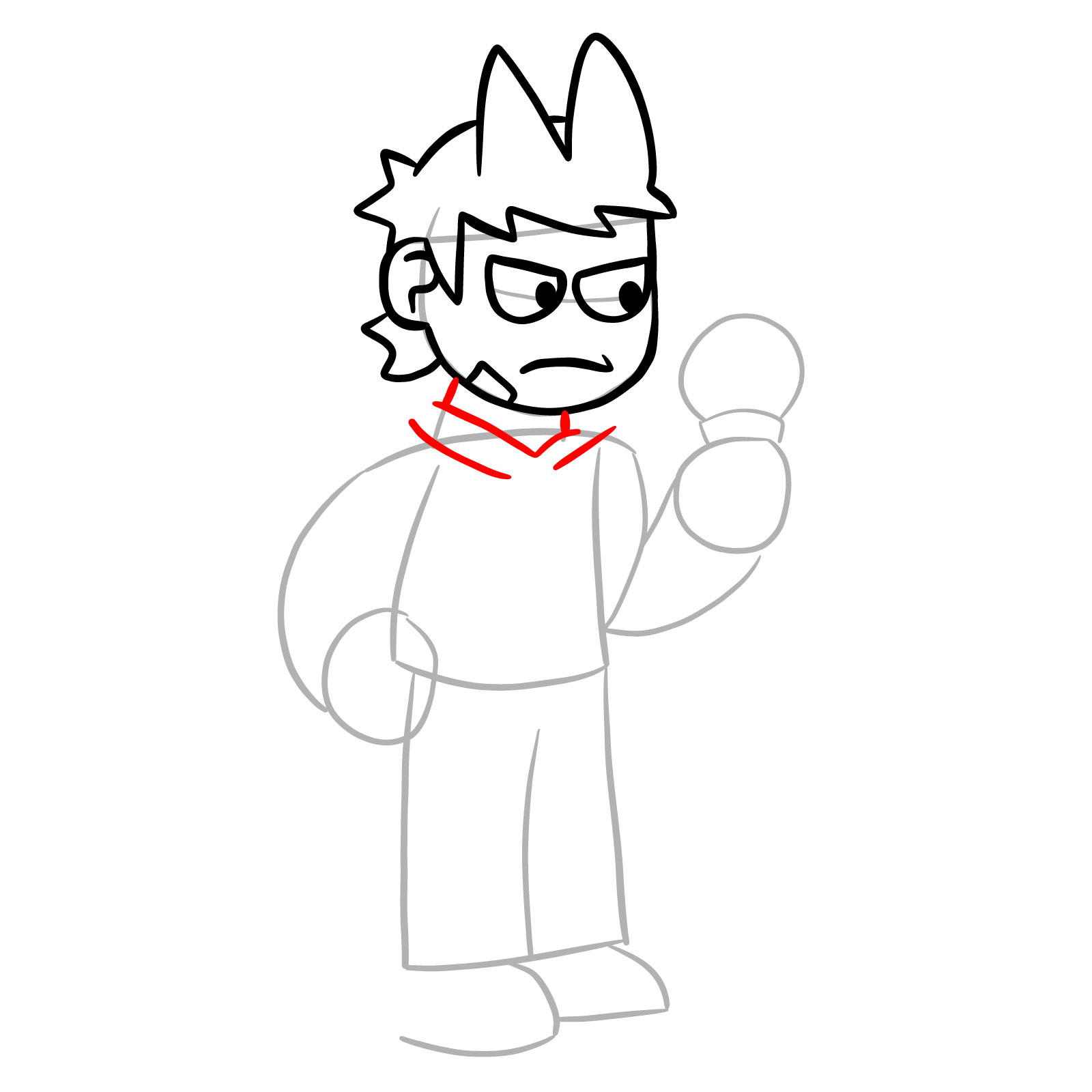 How to draw Tord from FNF - step 10