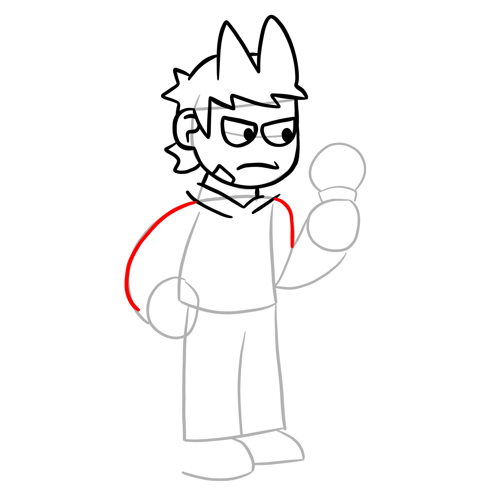 How to draw Tord from FNF - step 11