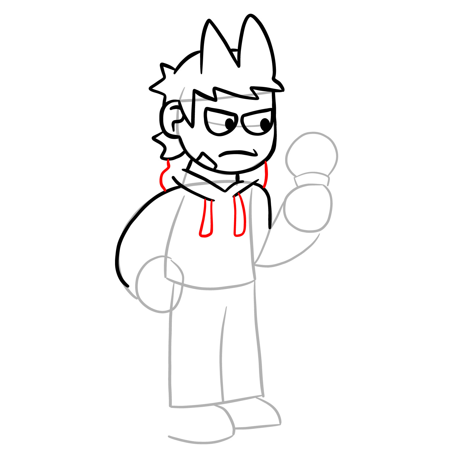 How to draw Tord from FNF - step 12