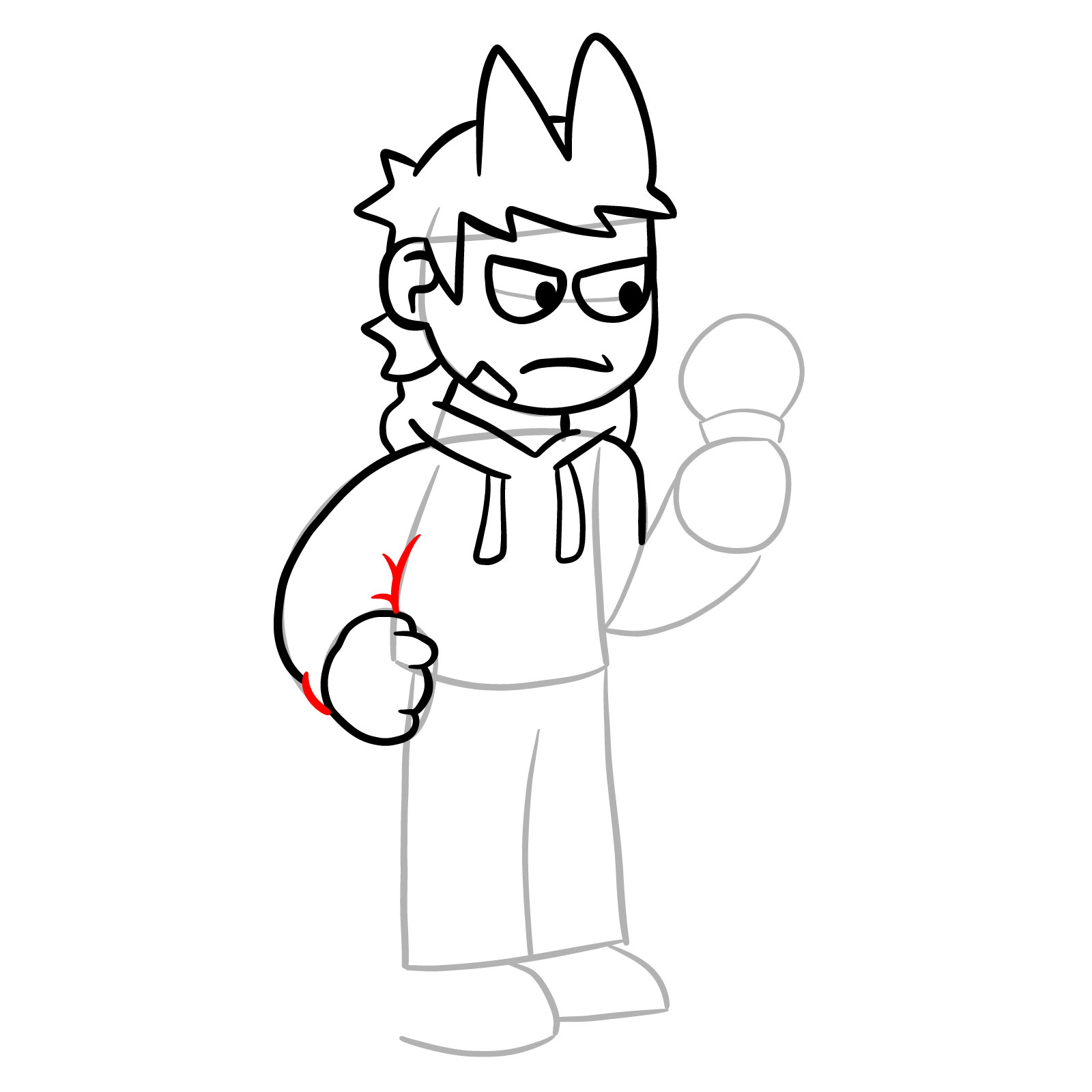 How to draw Tord from FNF - step 14
