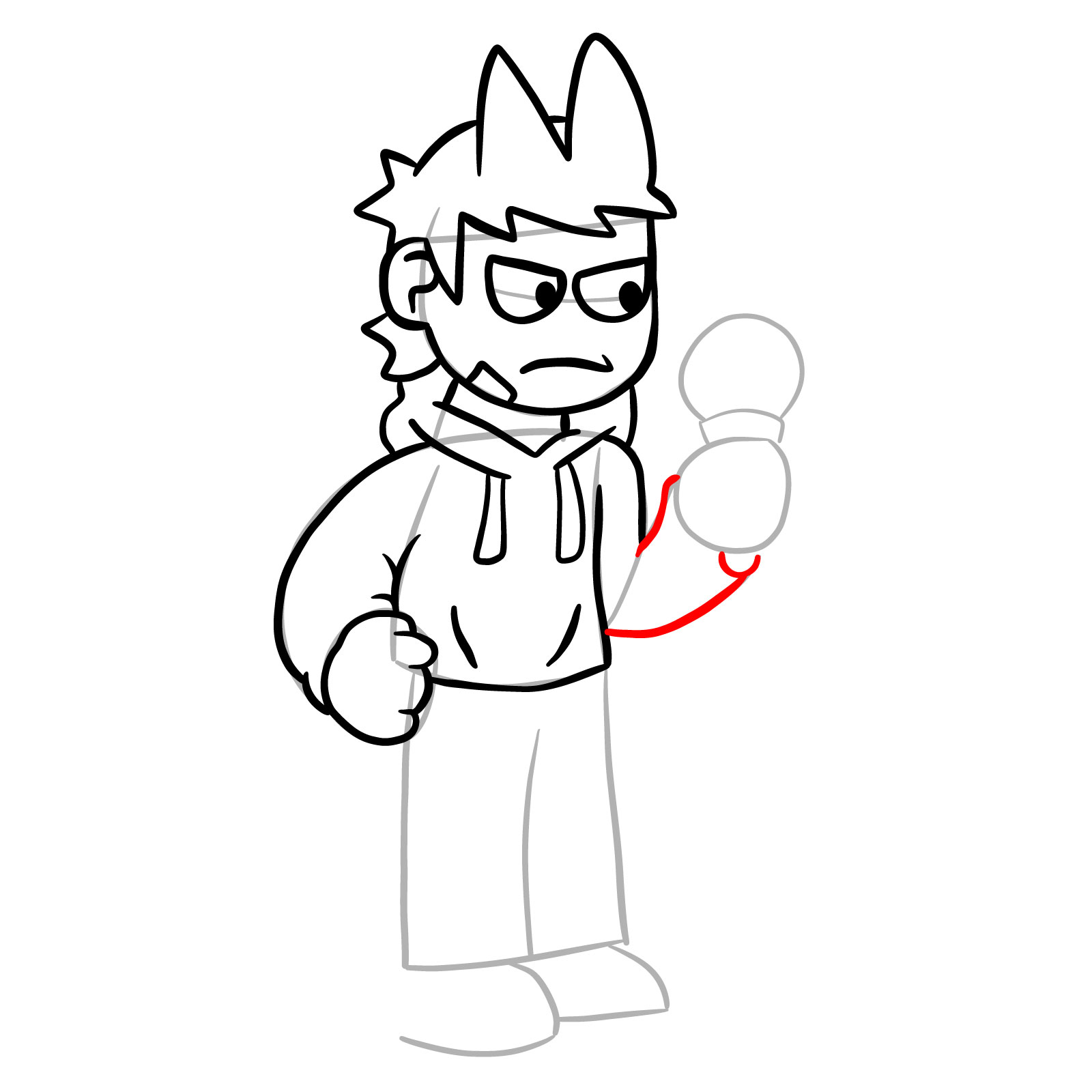 How to draw Tord from FNF - step 16