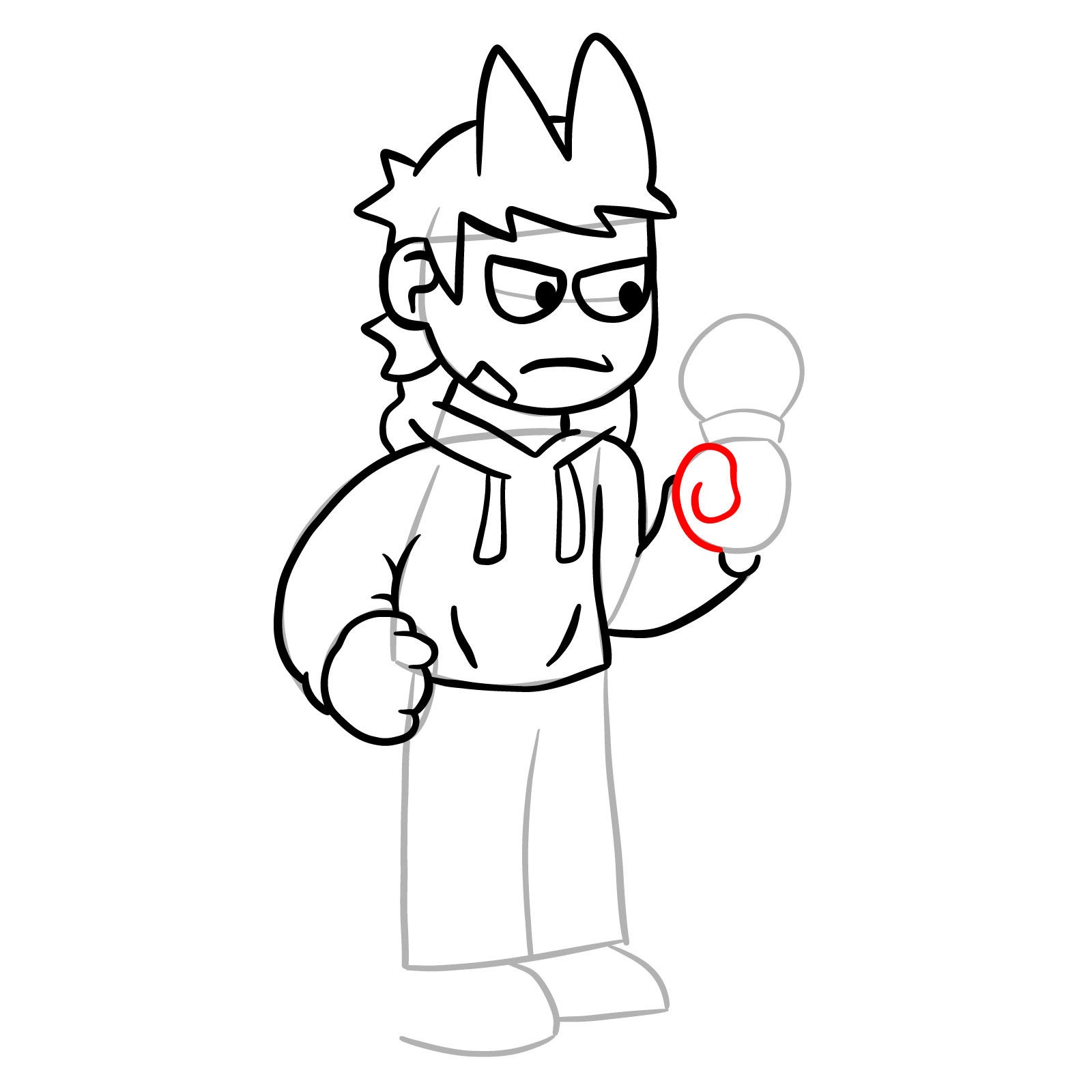 How to draw Tord from FNF - step 17