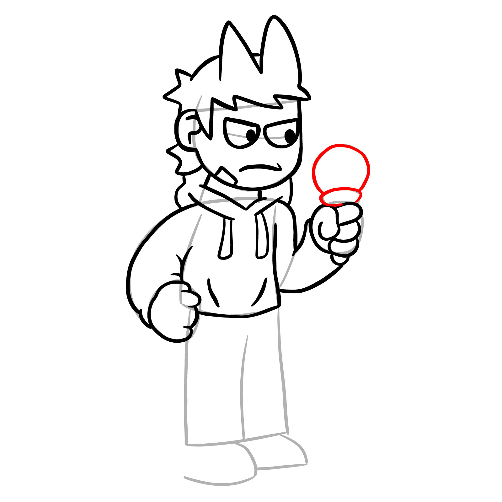 How to draw Tord from FNF - step 19