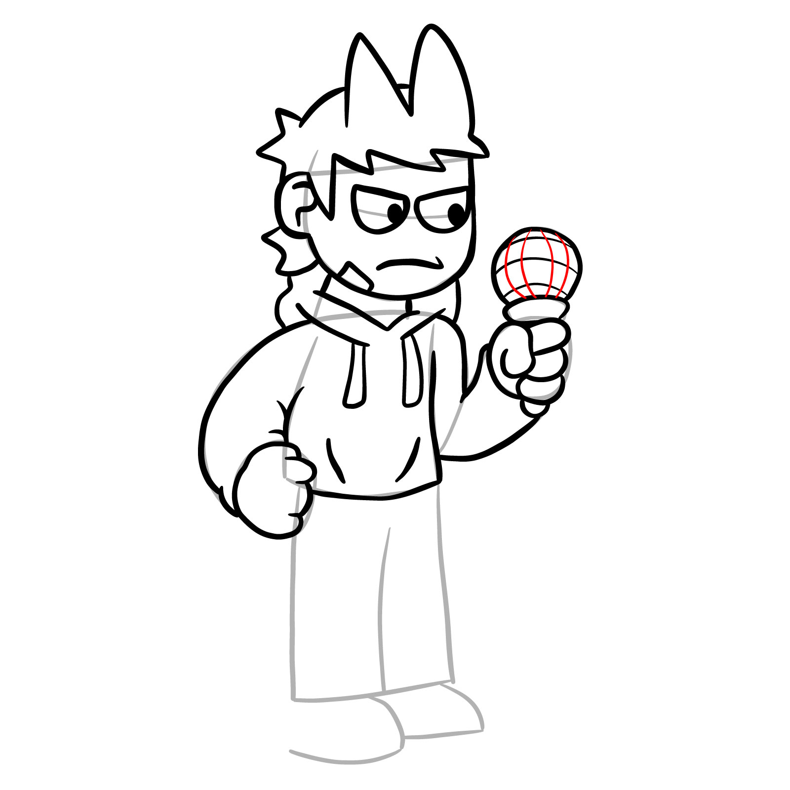 How to draw Tord from FNF - step 21