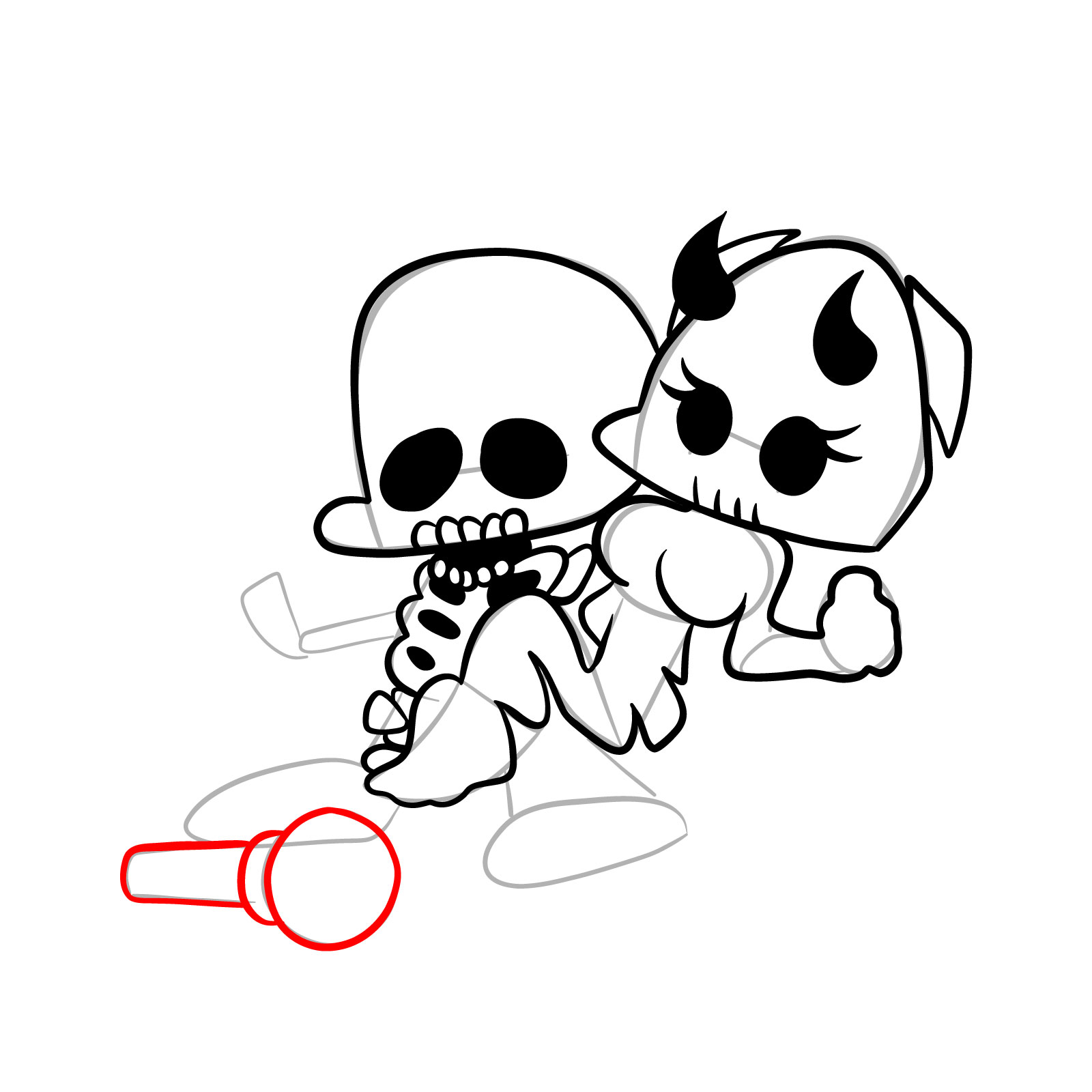 How to draw Bf and Gf - Week 7 Game Over - step 21