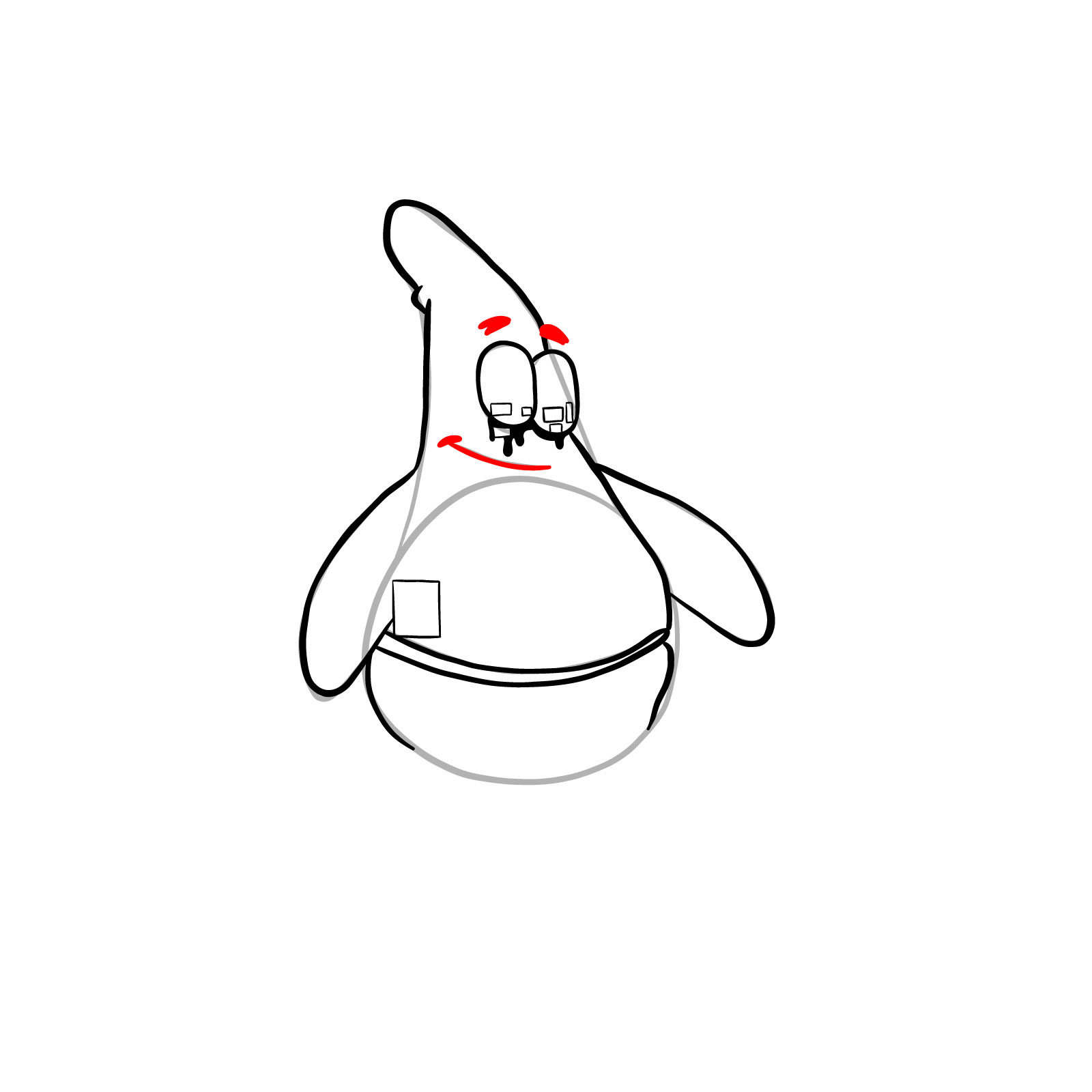 How to draw Corrupted Patrick Star - step 10