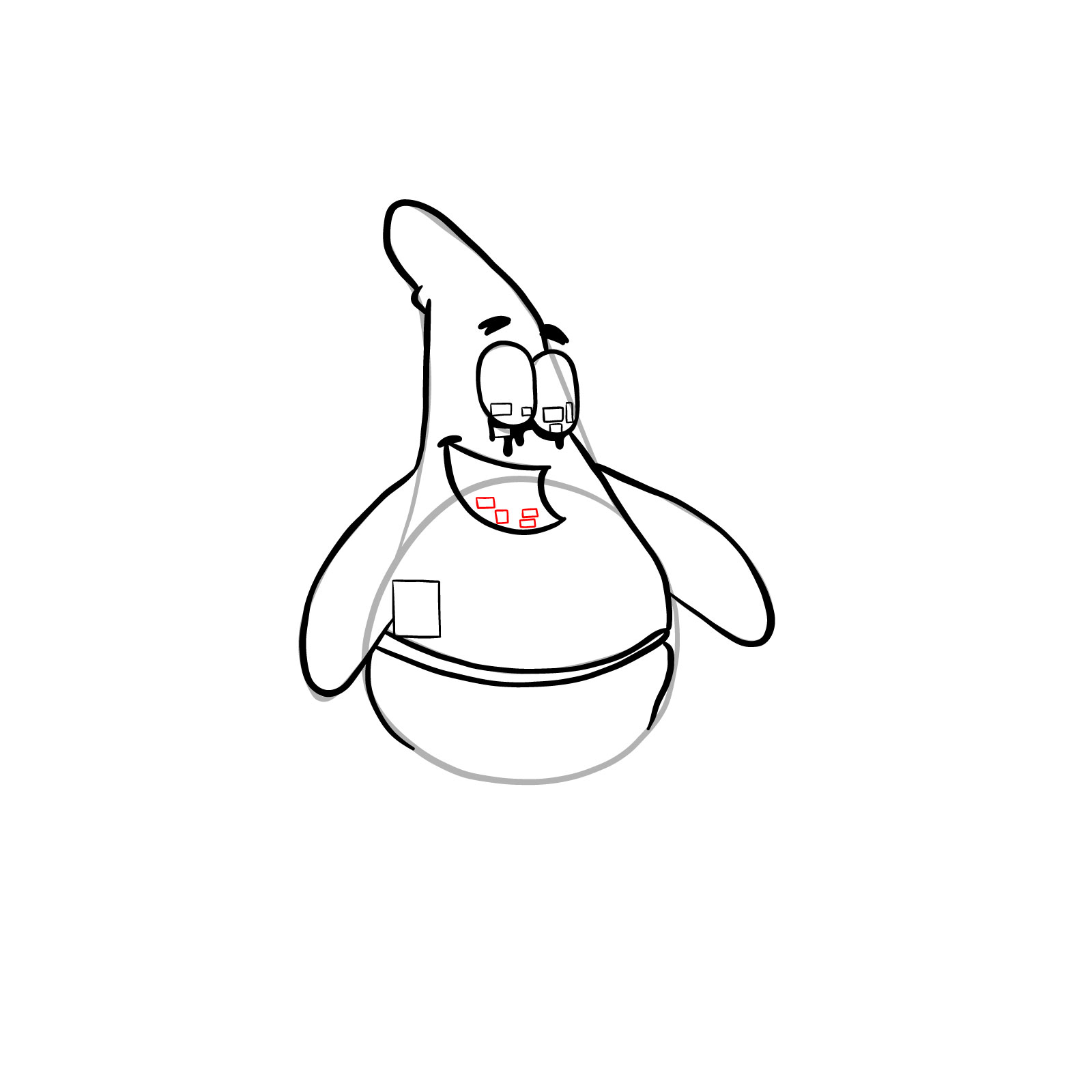 How to draw Corrupted Patrick Star - step 12