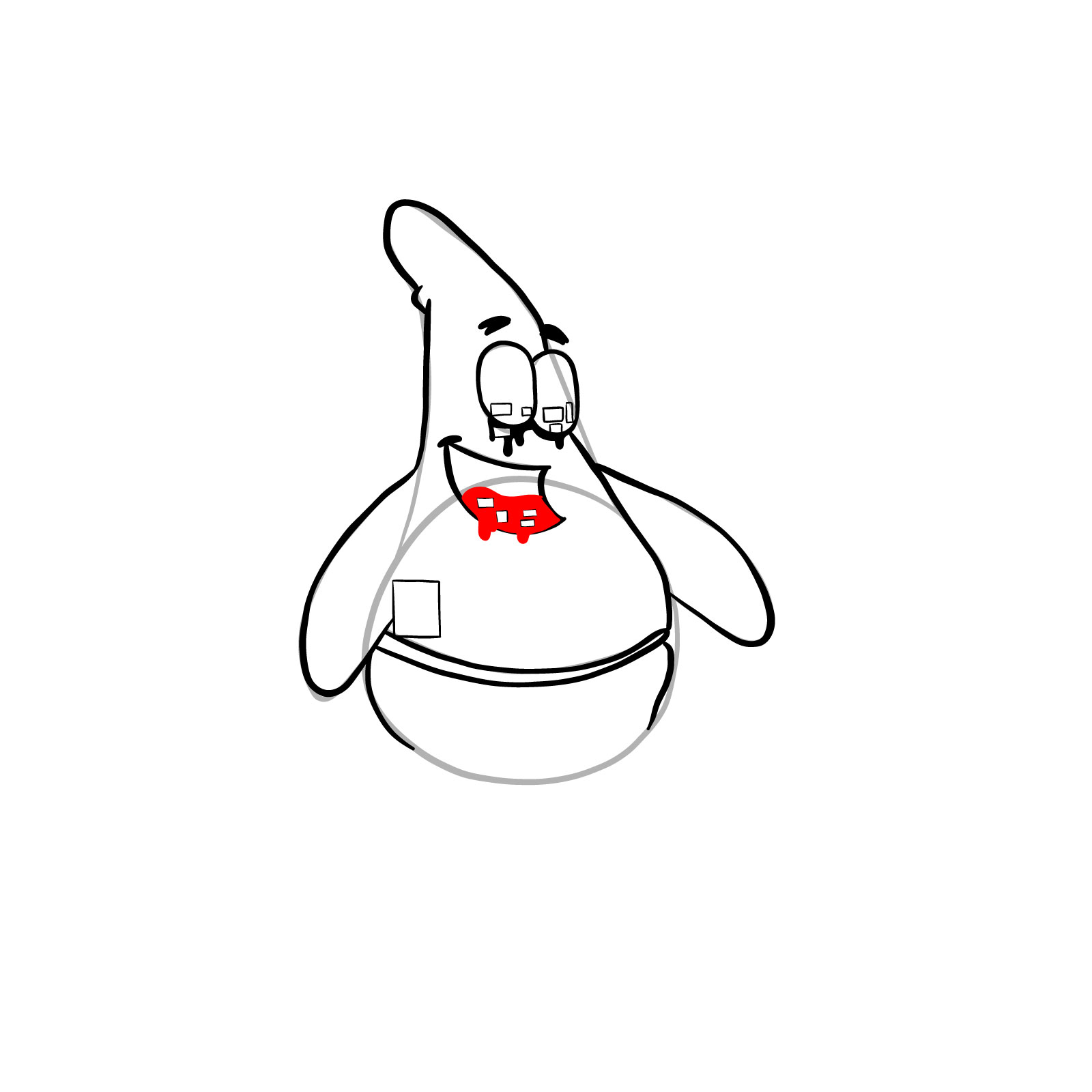How to draw Corrupted Patrick Star - step 13