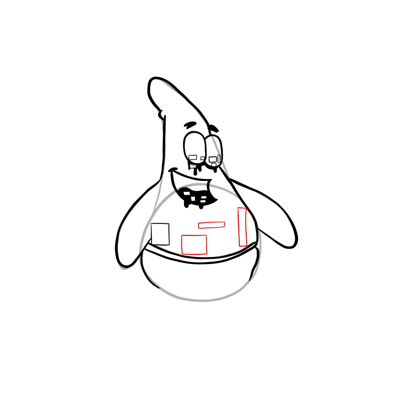 How to draw Corrupted Patrick Star - step 14