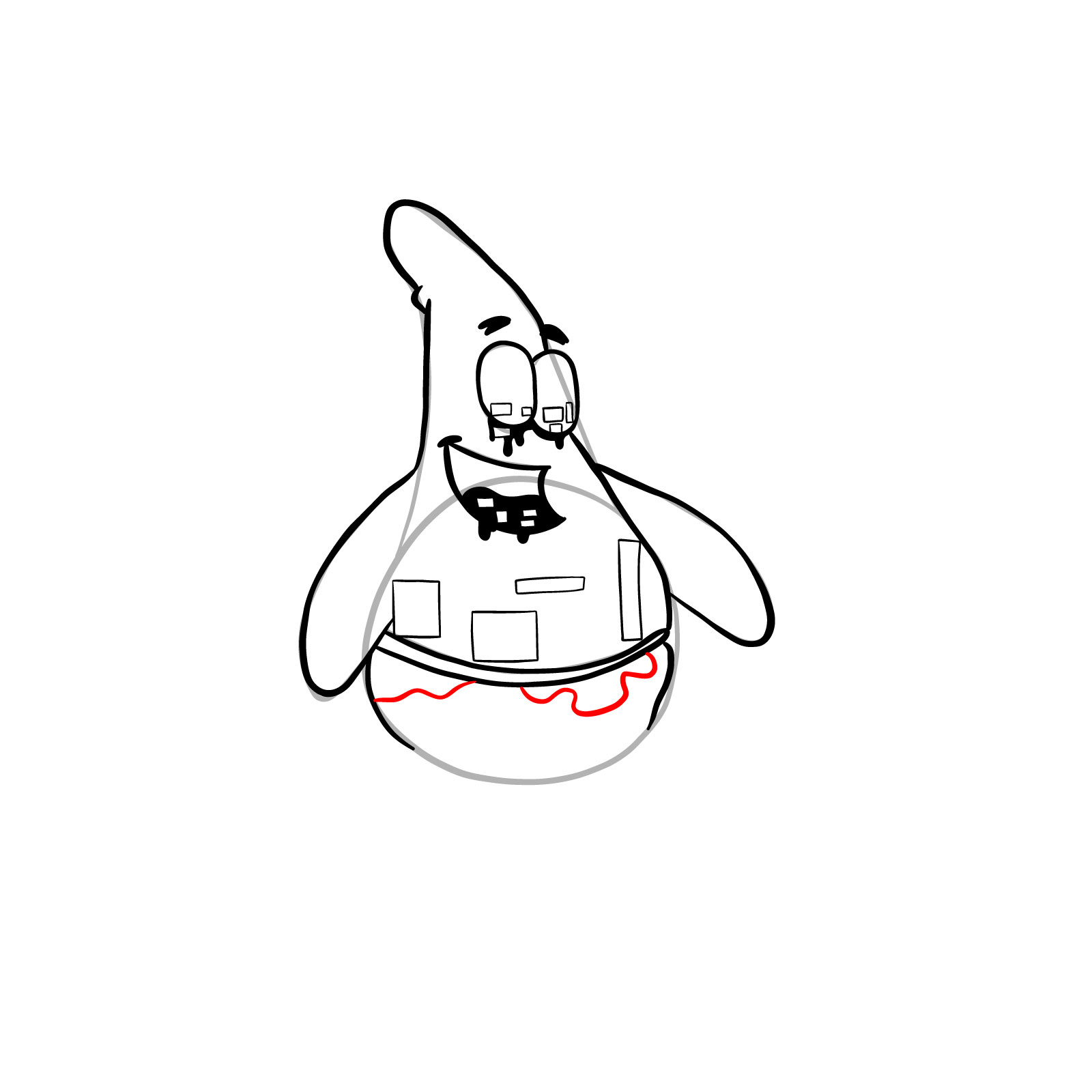 How to draw Corrupted Patrick Star - step 15