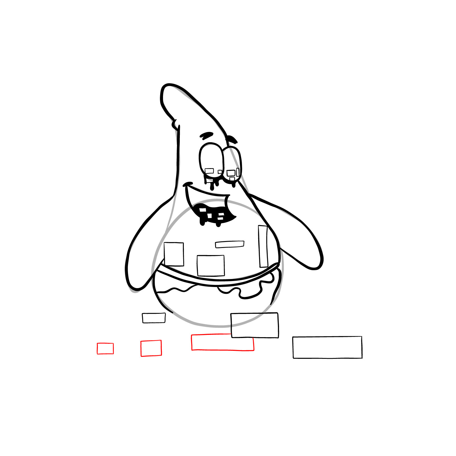 How to draw Corrupted Patrick Star - step 17