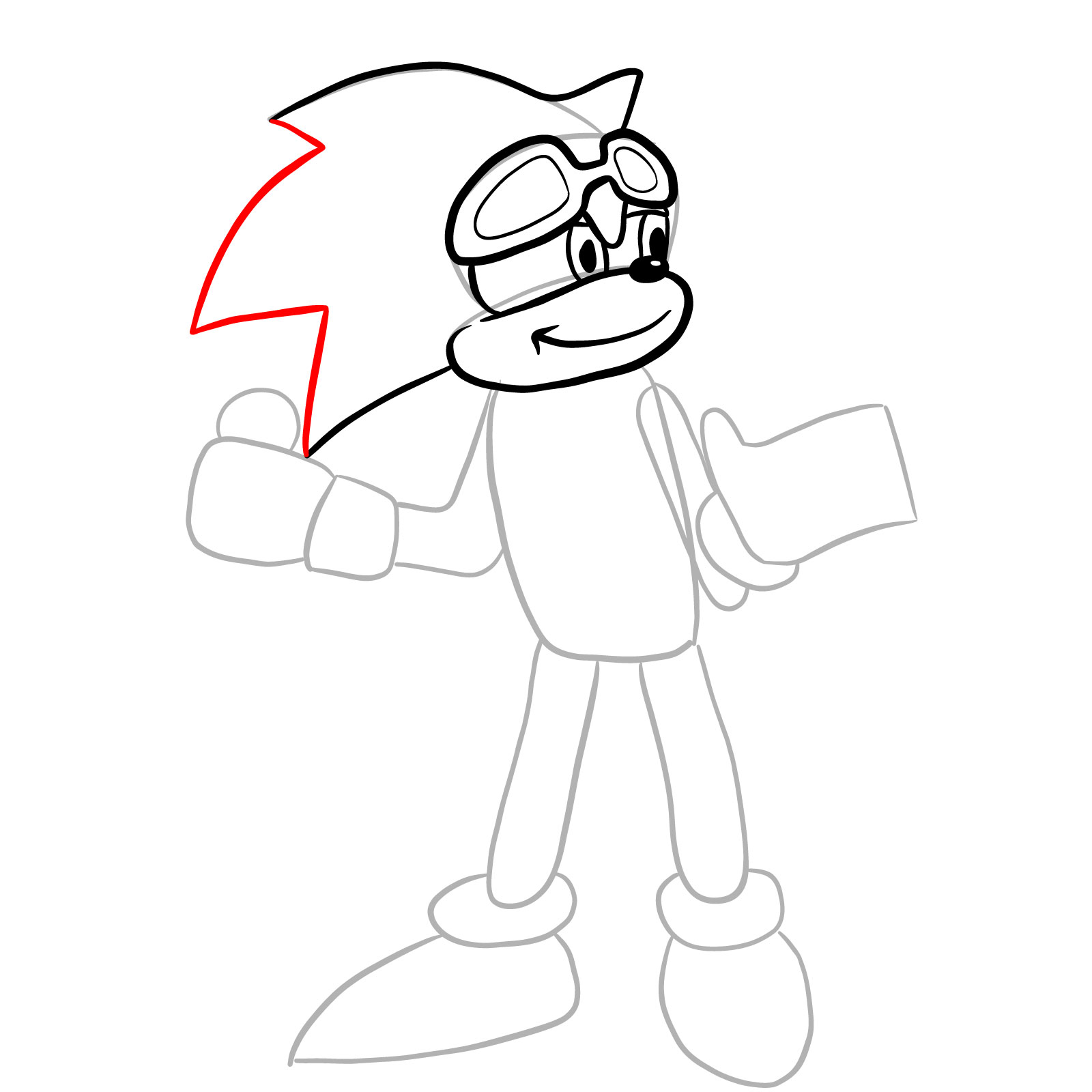 How to draw Scourge (Tails Gets Trolled) - step 11