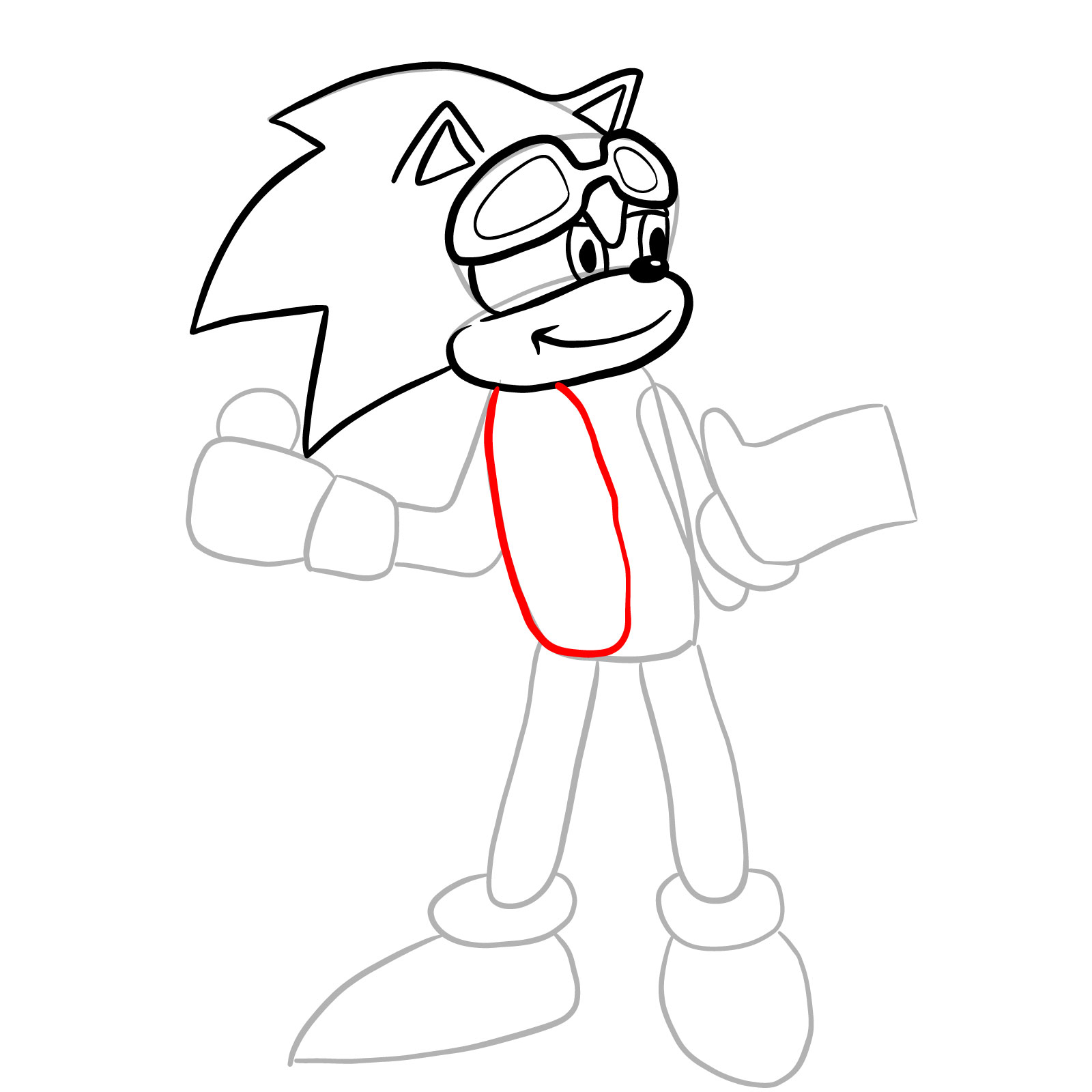 How to draw Scourge (Tails Gets Trolled) - step 13