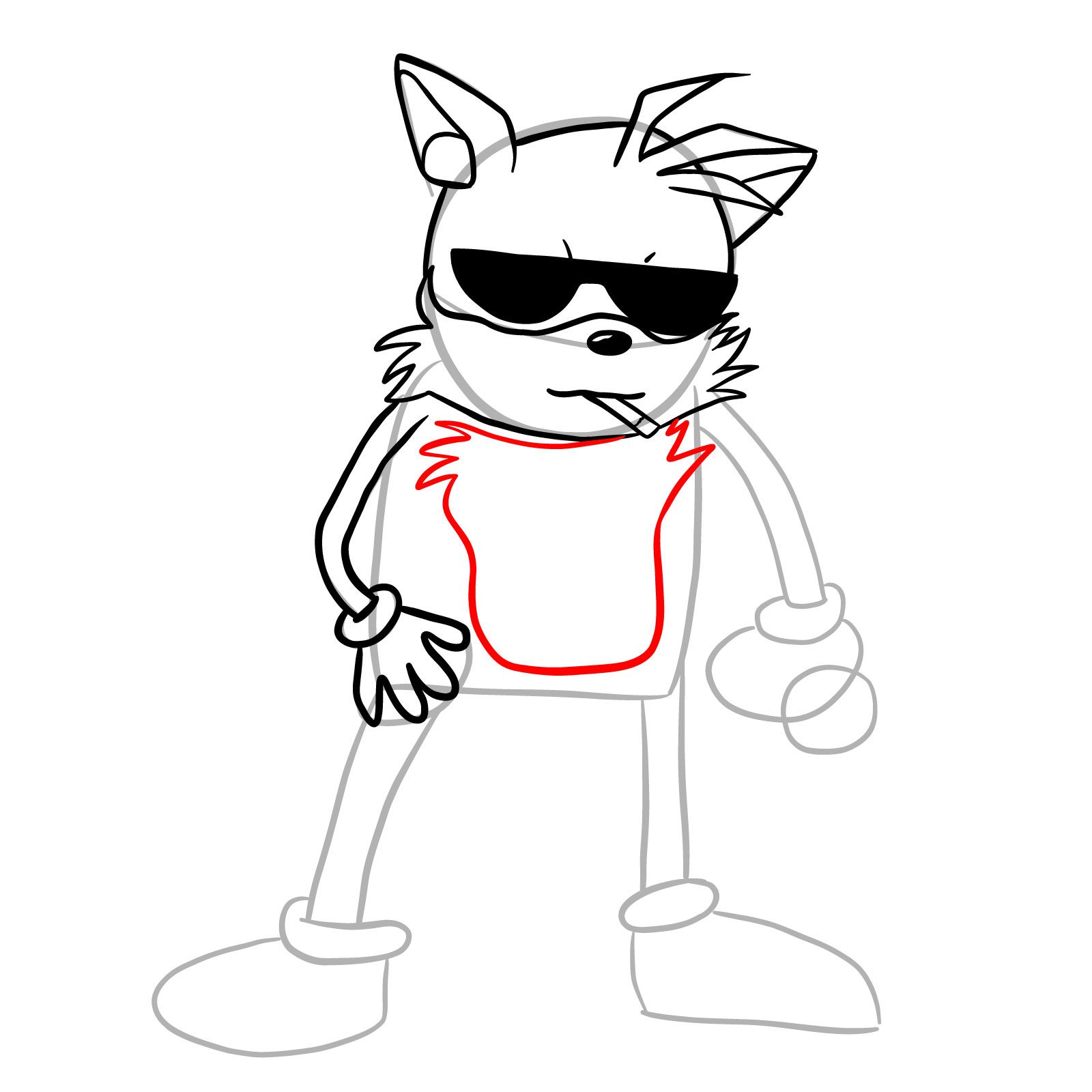 How to draw Tails Tsuraran Fox - step 15