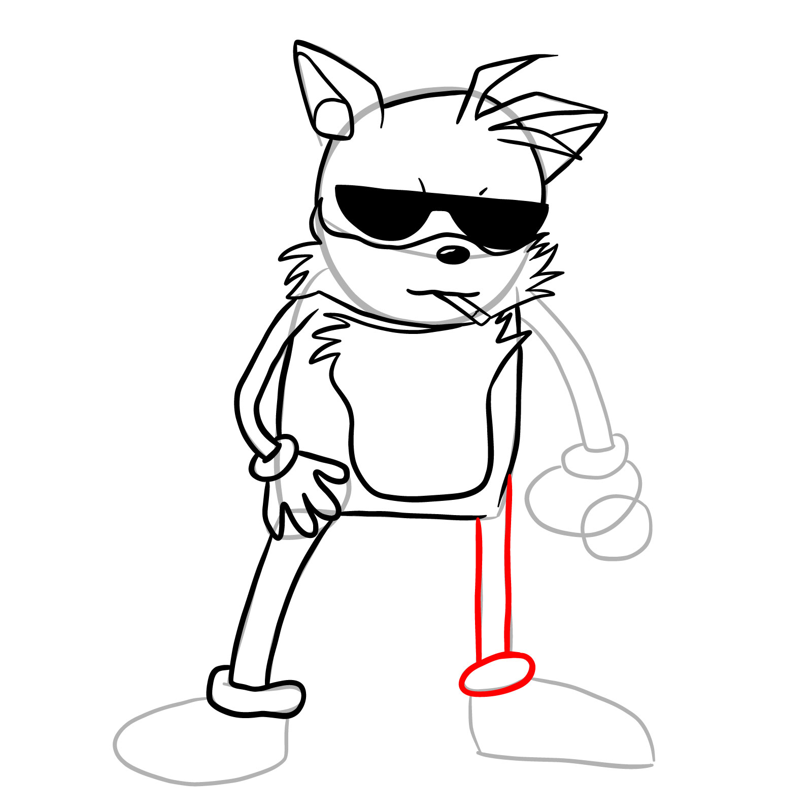 How to draw Tails Tsuraran Fox - step 18