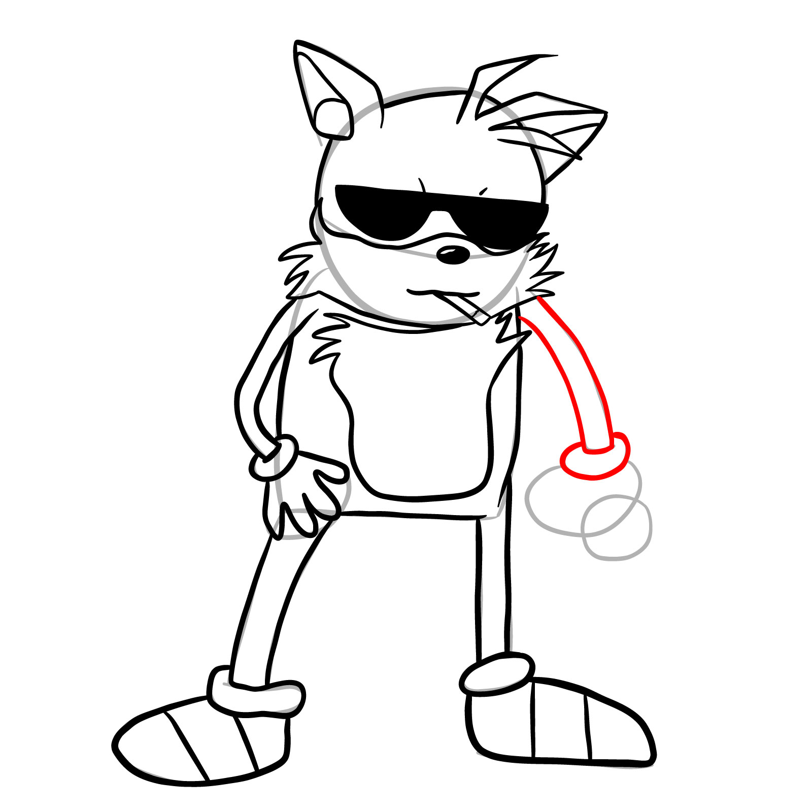 How to draw Tails Tsuraran Fox - step 21