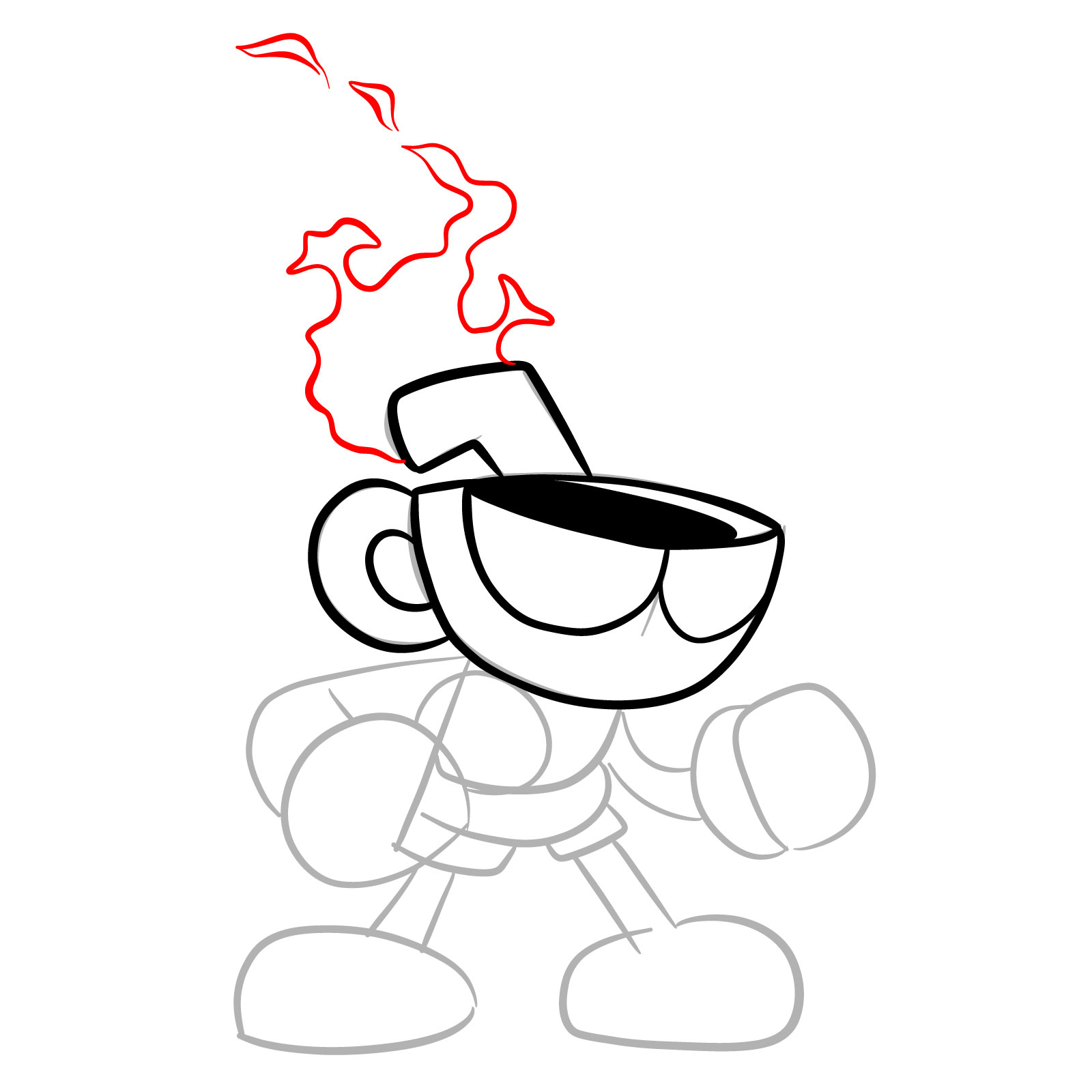 How to draw Nightmare Cuphead from FNF - step 10