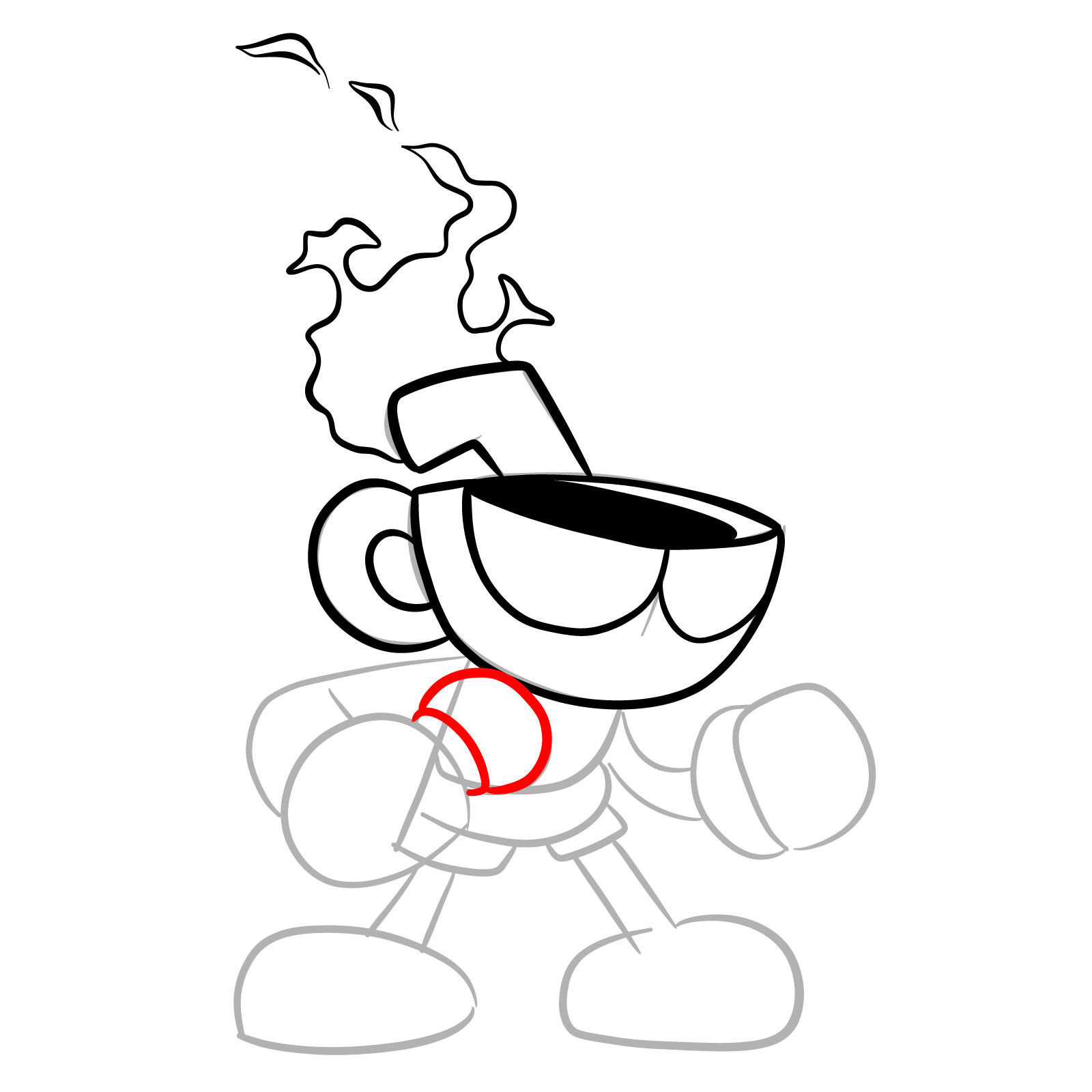 How to draw Nightmare Cuphead from FNF - step 11