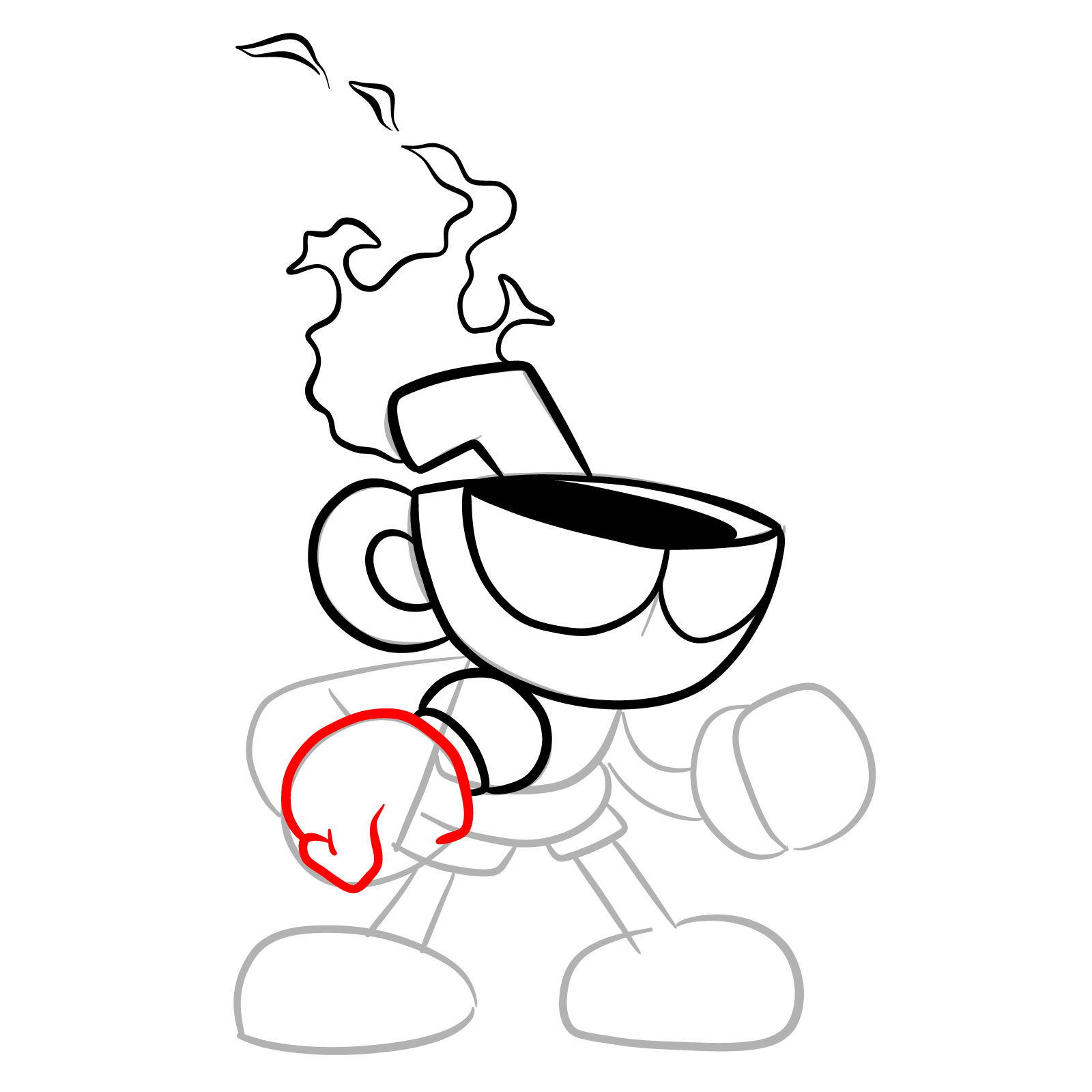 How to draw Nightmare Cuphead from FNF - step 12