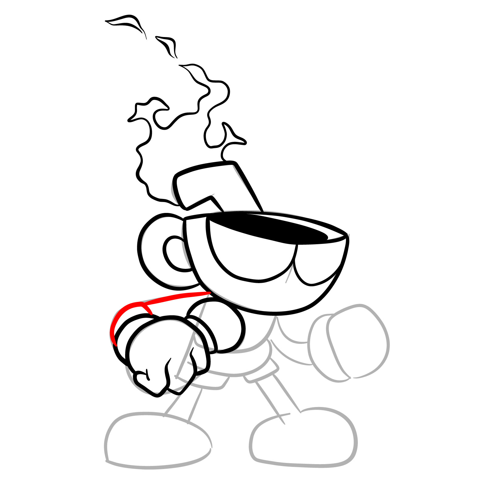 How to draw Nightmare Cuphead from FNF - step 14