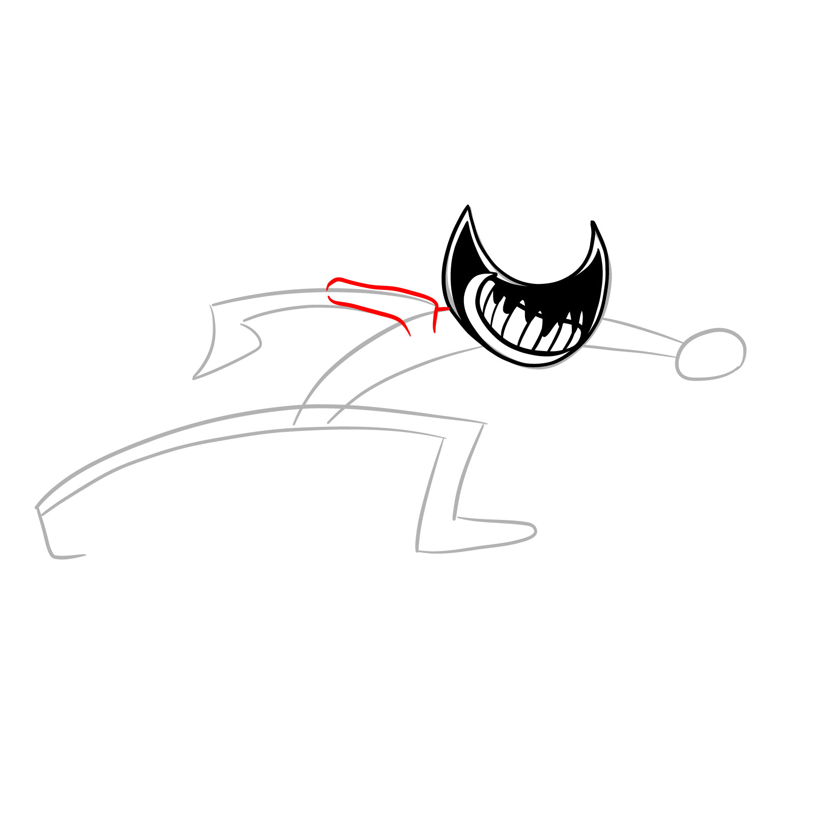 How to draw Ink Bendy Nightmare Run (FNF) - step 09