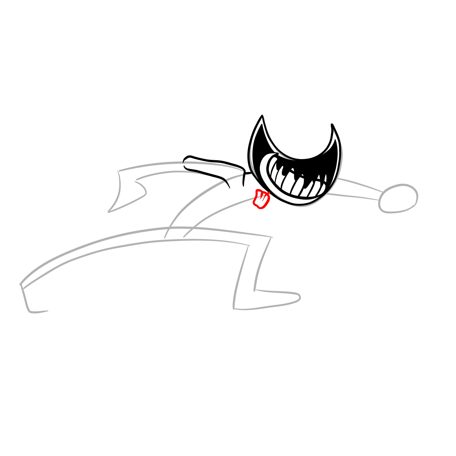 How to draw Ink Bendy Nightmare Run (FNF) - step 10