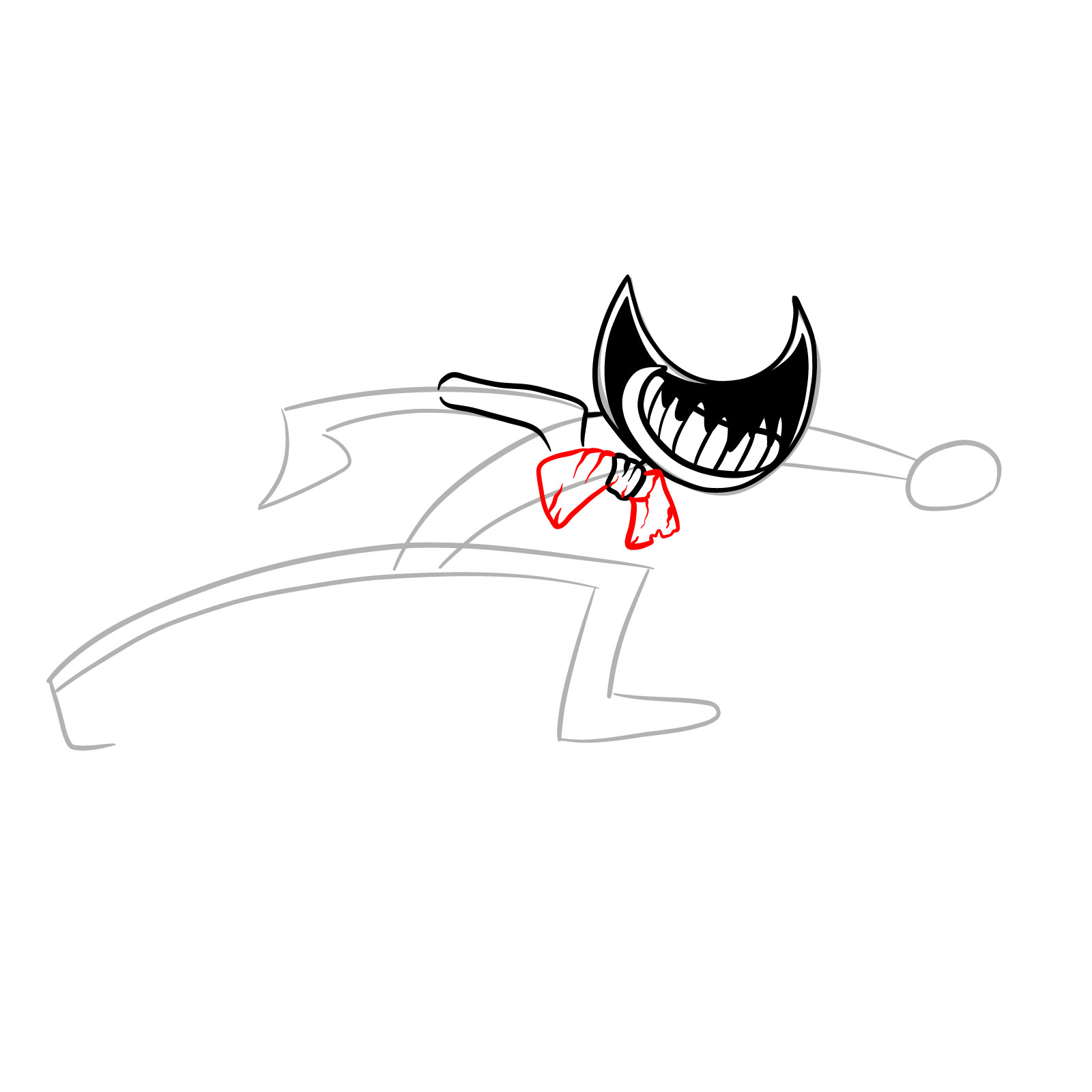 How to draw Ink Bendy Nightmare Run (FNF) - step 11