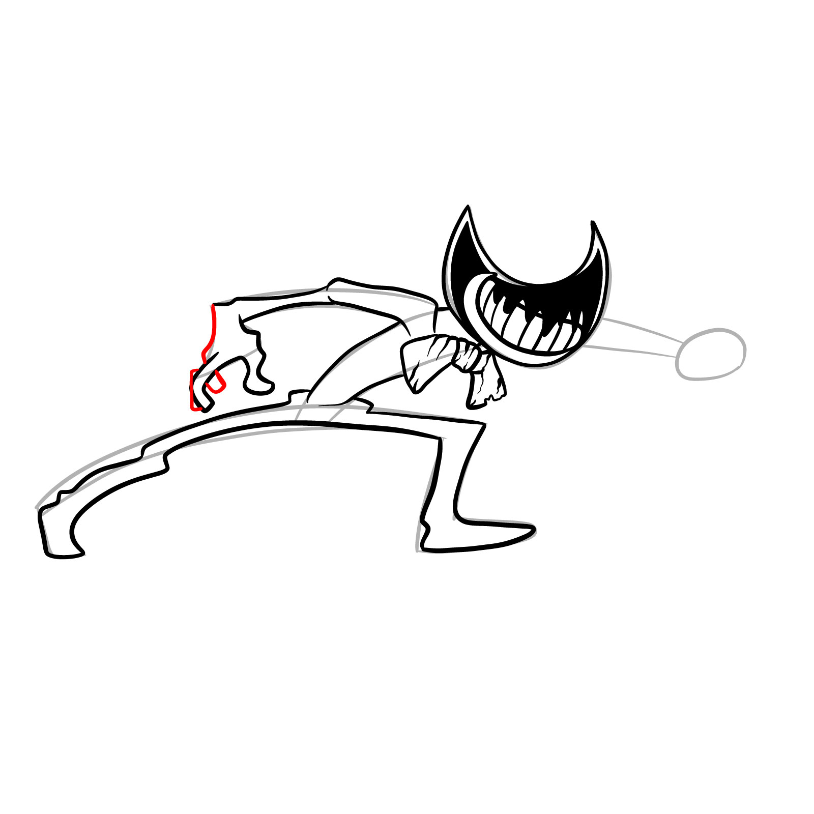 How to draw Ink Bendy Nightmare Run (FNF) - step 18