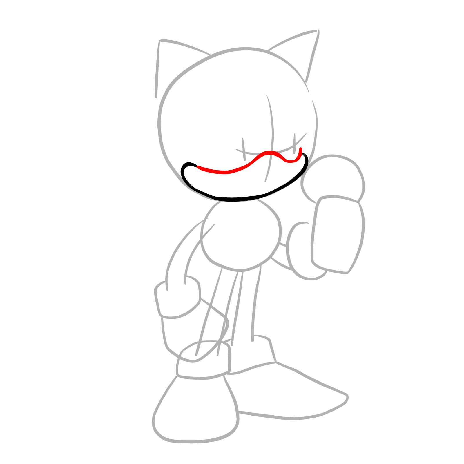 How to draw EXE (Faker Sonic) - step 05