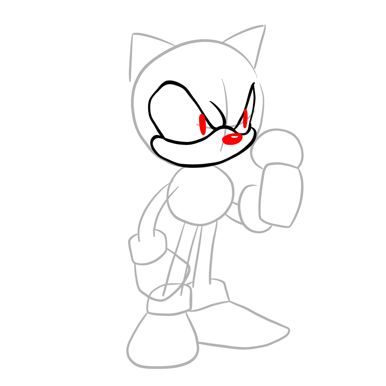 How to draw EXE (Faker Sonic) - step 07