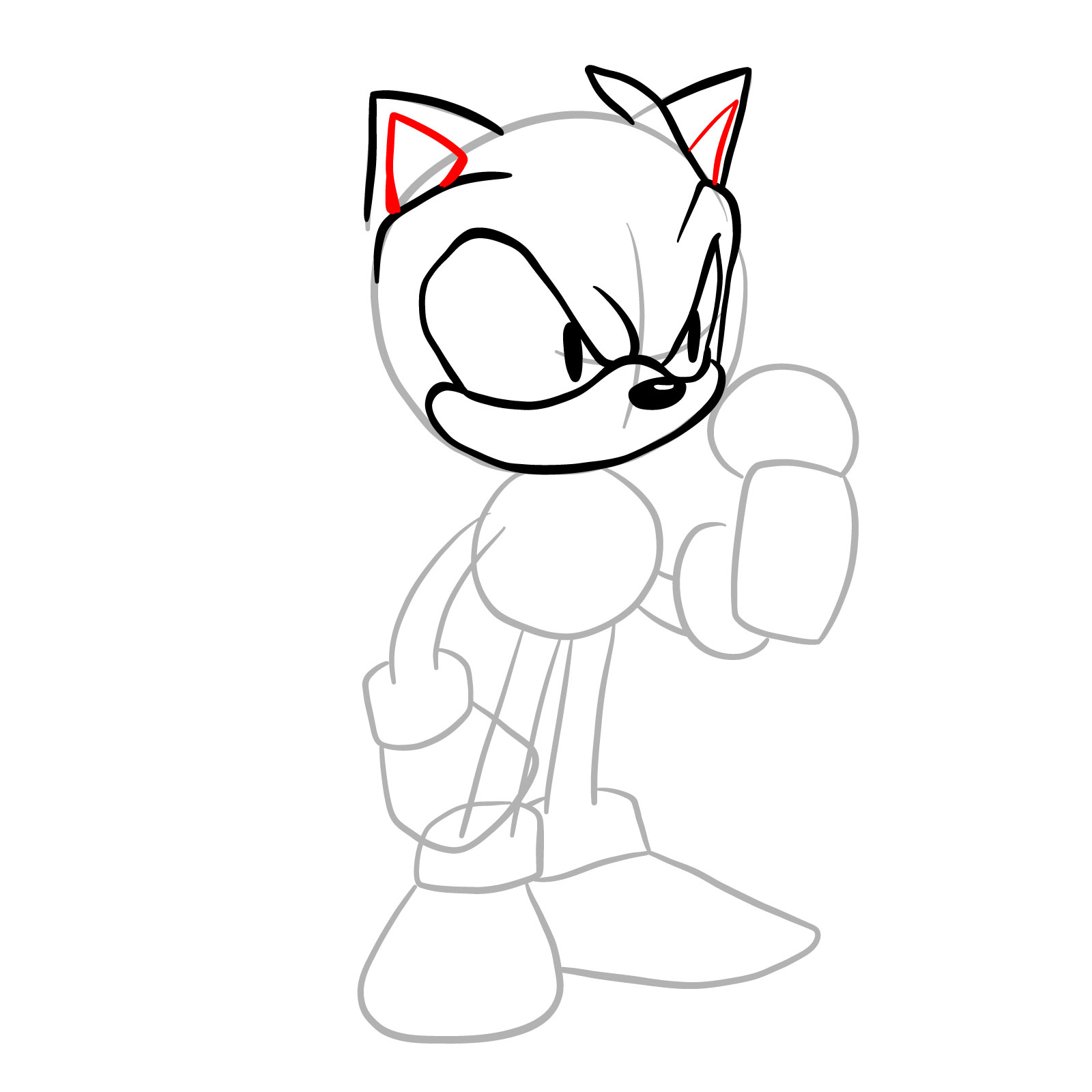 How to draw EXE (Faker Sonic) - step 10