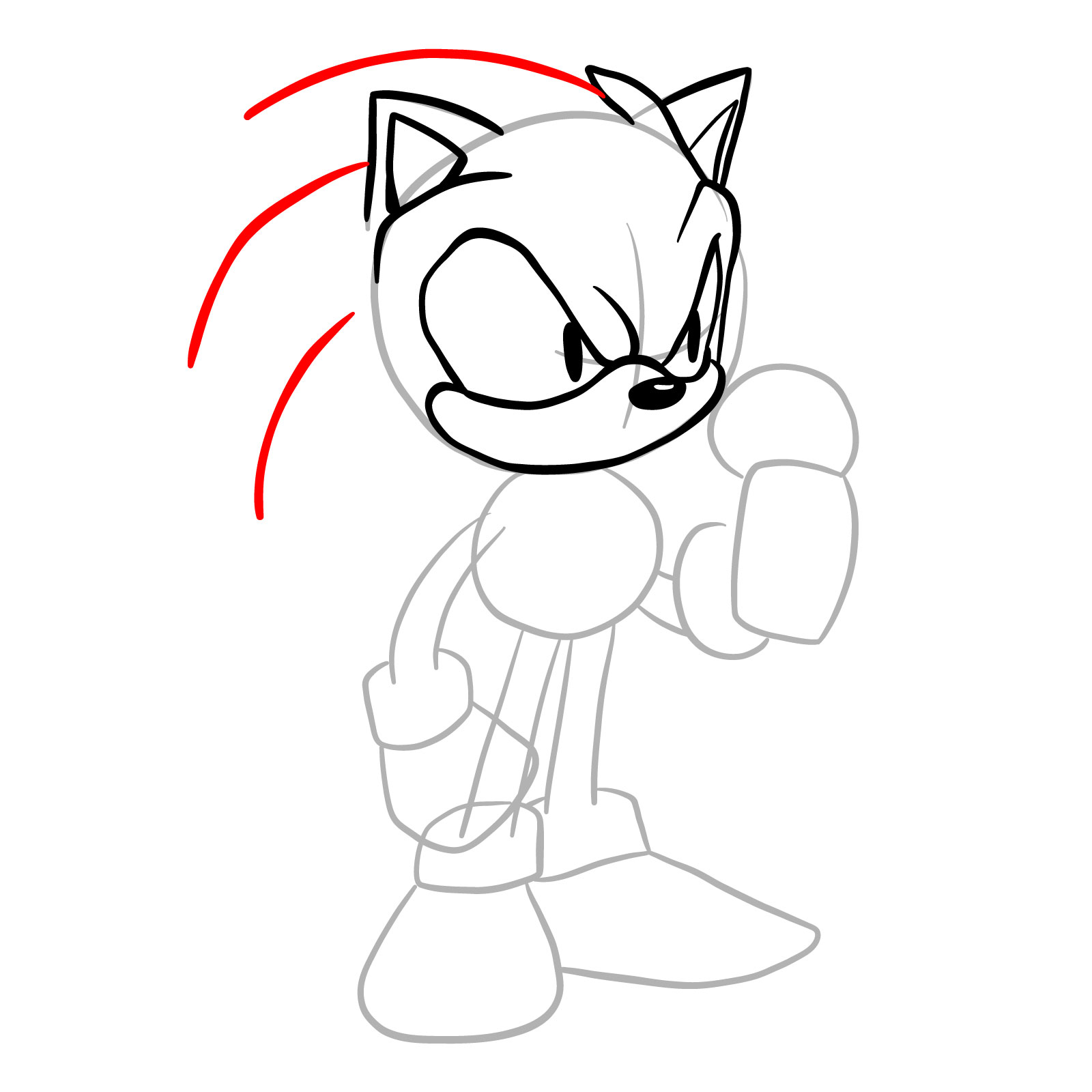 How to draw EXE (Faker Sonic) - step 11