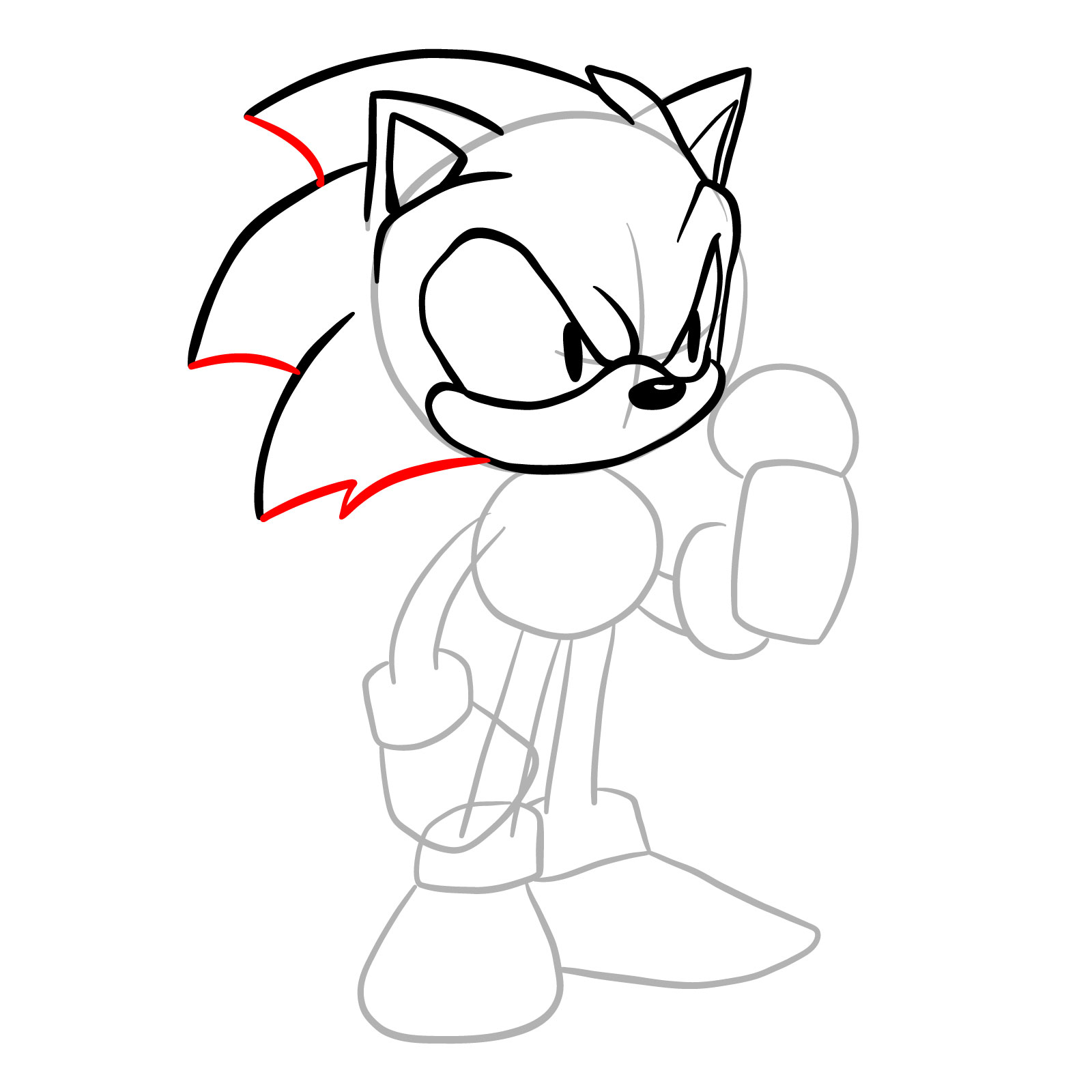 How to draw EXE (Faker Sonic) - step 12