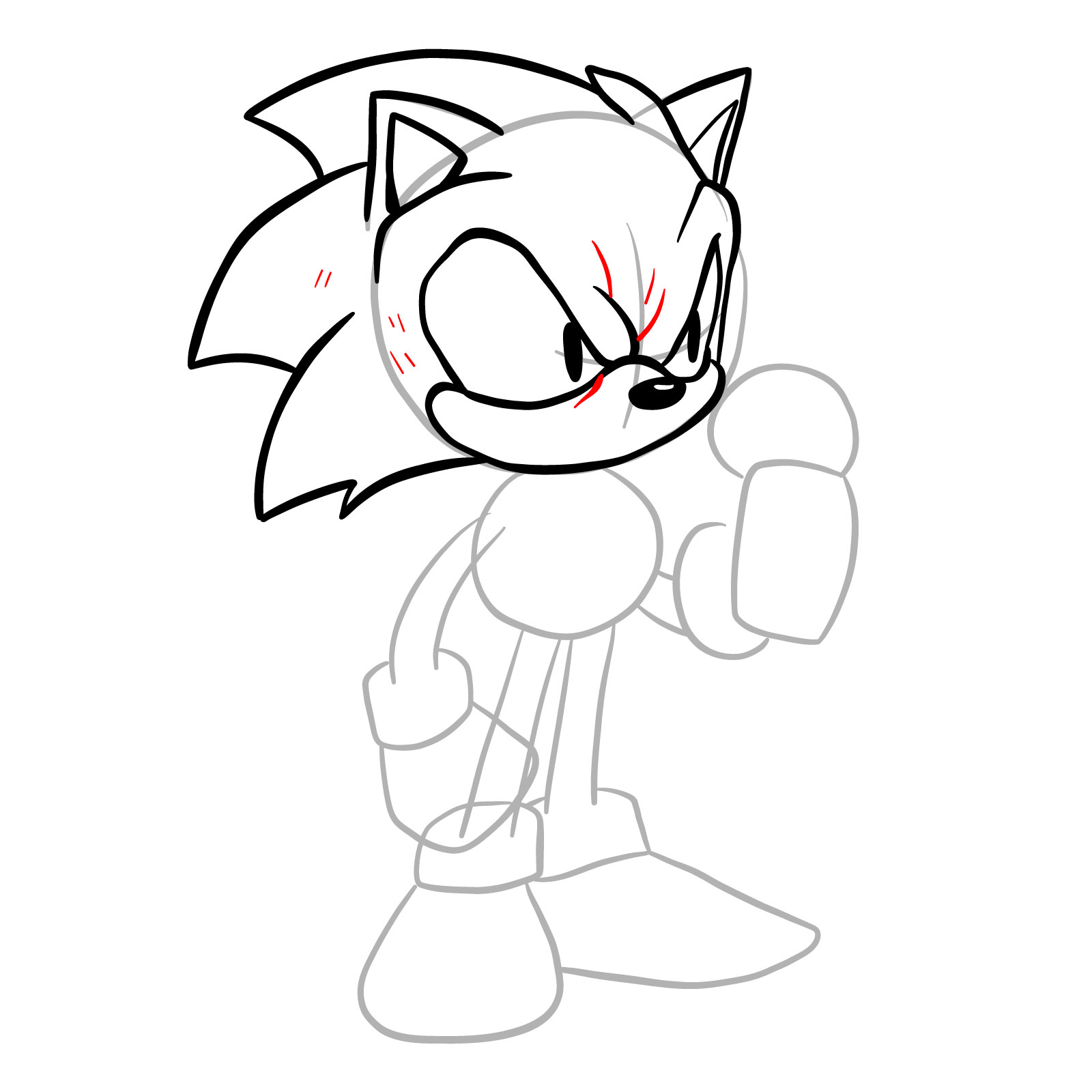 How to draw EXE (Faker Sonic) - step 13