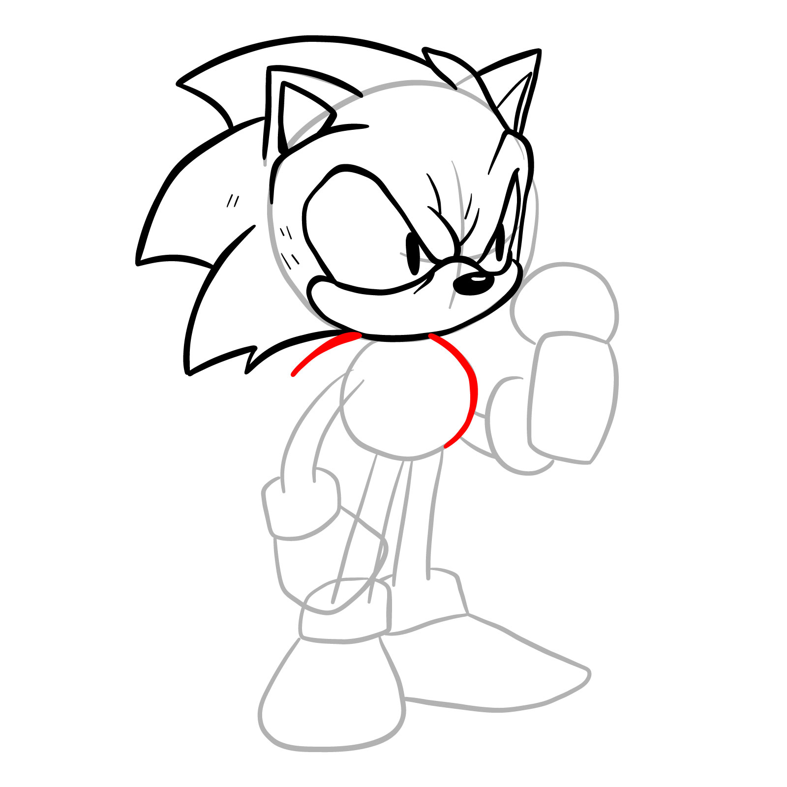 How to draw EXE (Faker Sonic) - step 14
