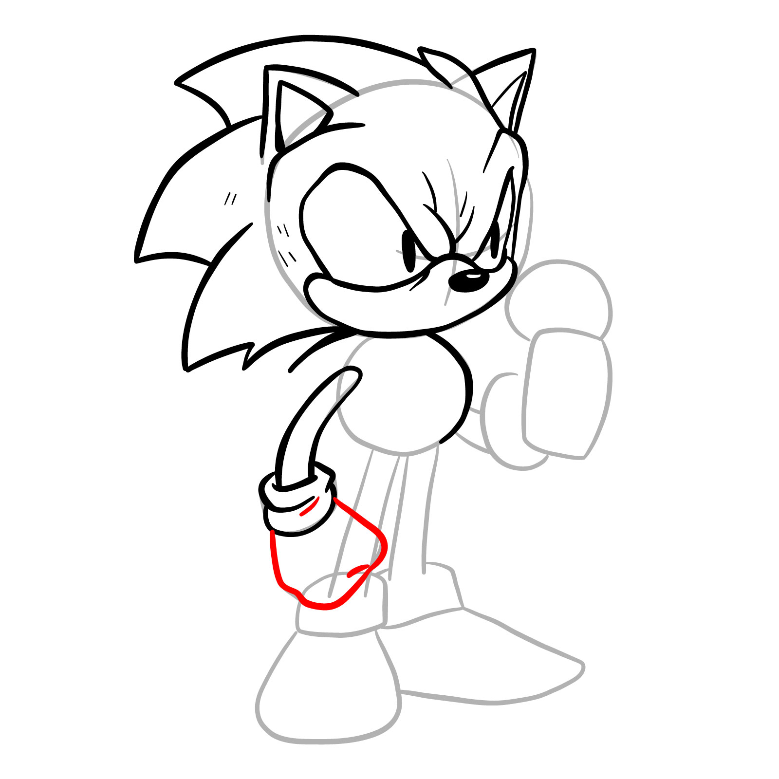 How to draw EXE (Faker Sonic) - step 17