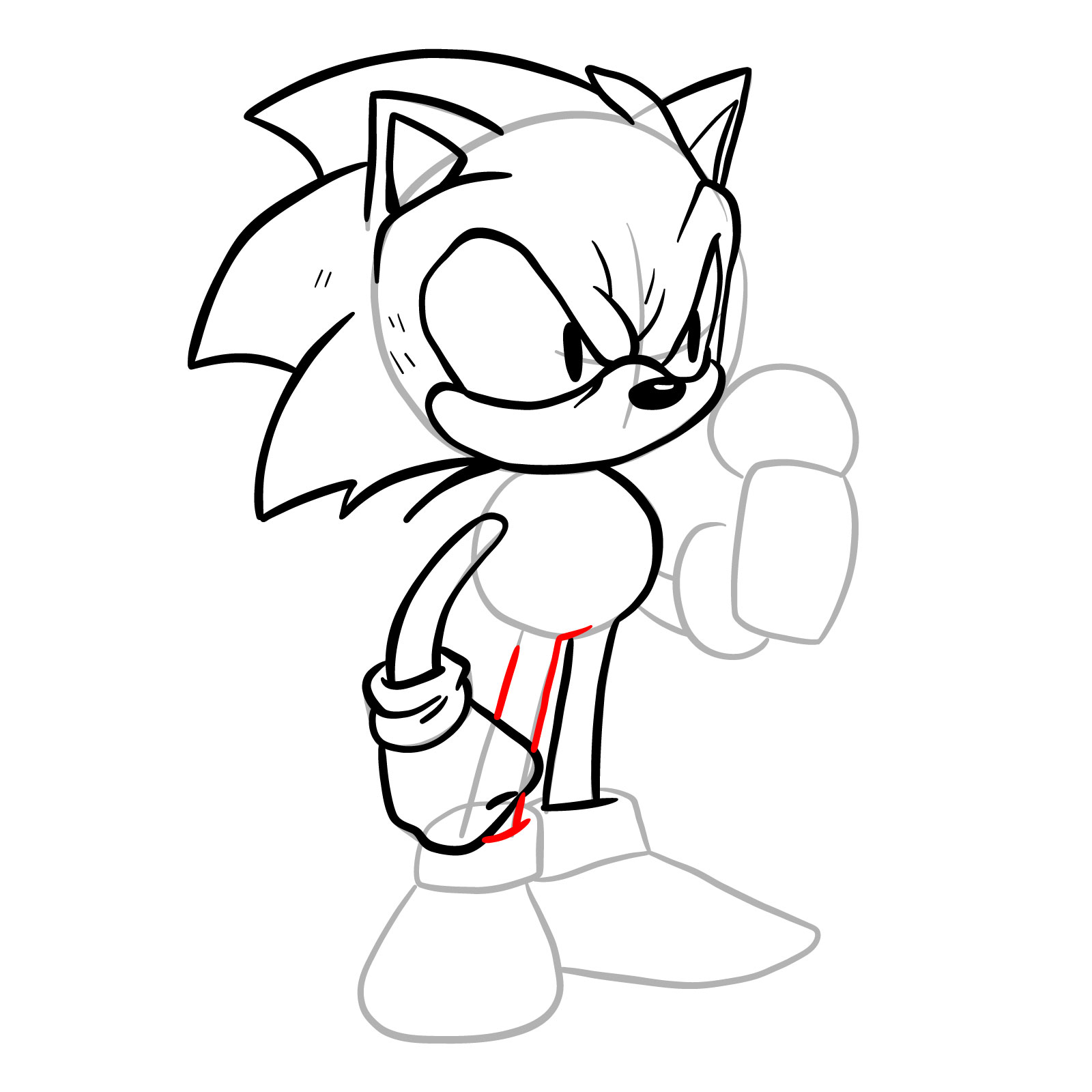 How to draw EXE (Faker Sonic) - step 19