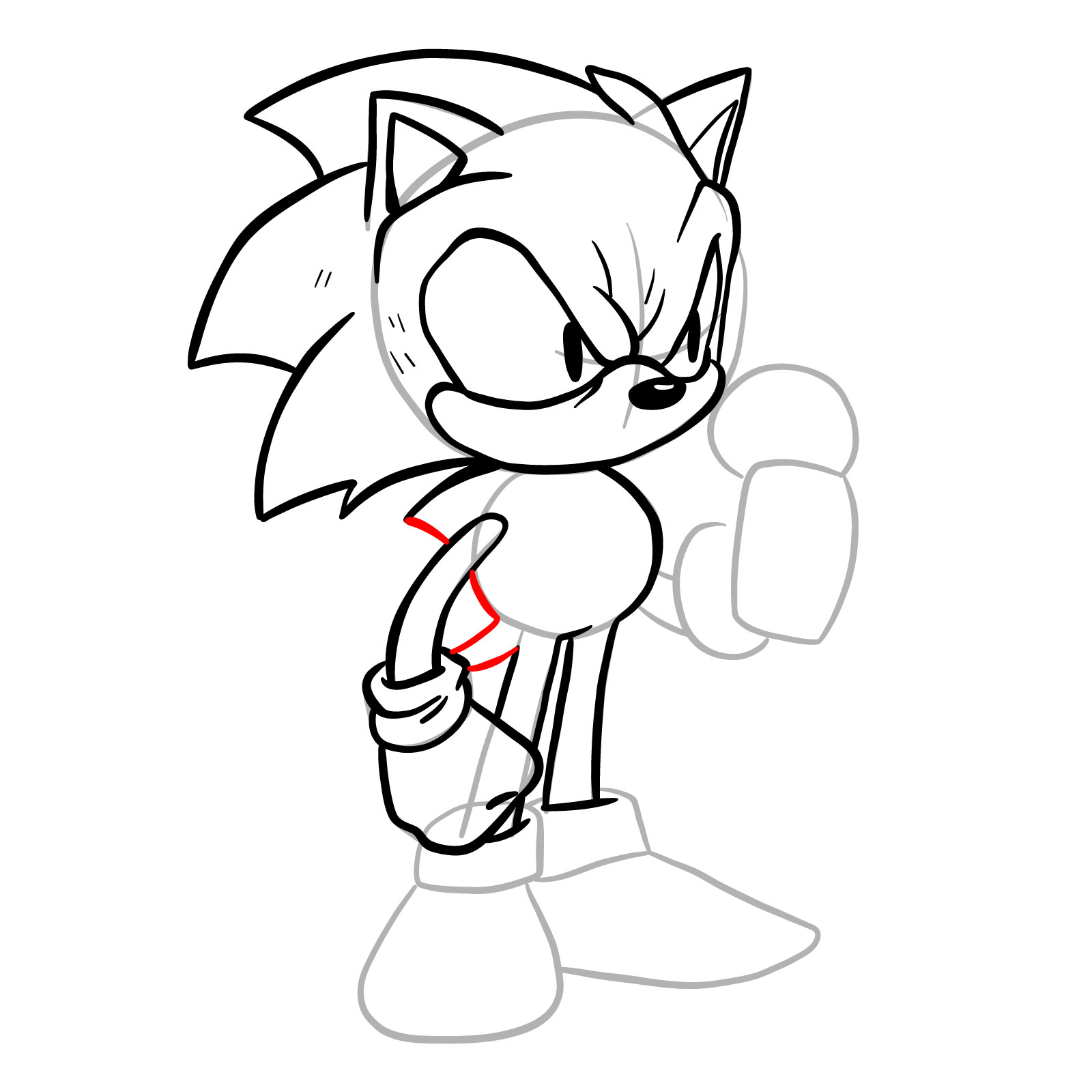 How to draw EXE (Faker Sonic) - step 20