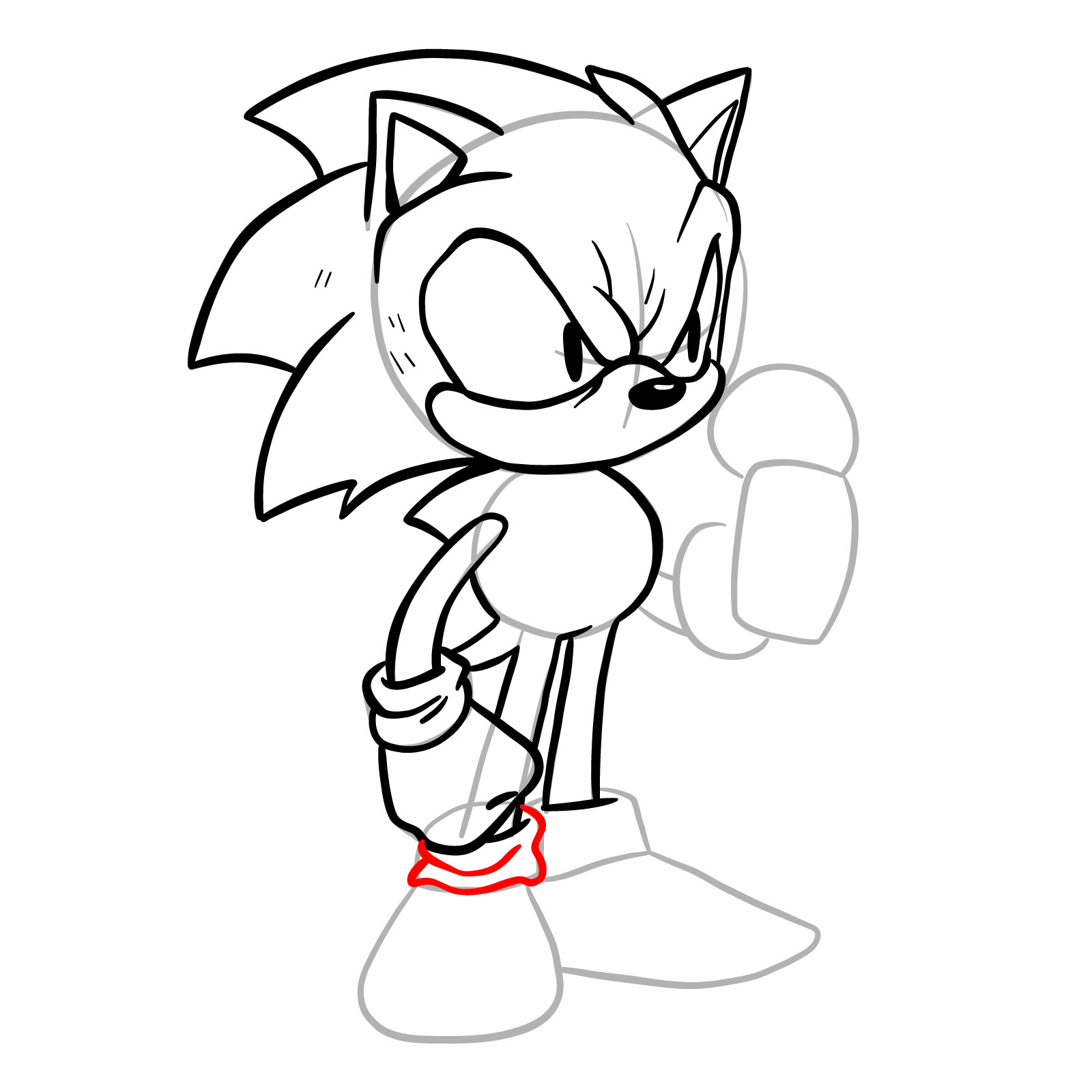 How to draw EXE (Faker Sonic) - step 21